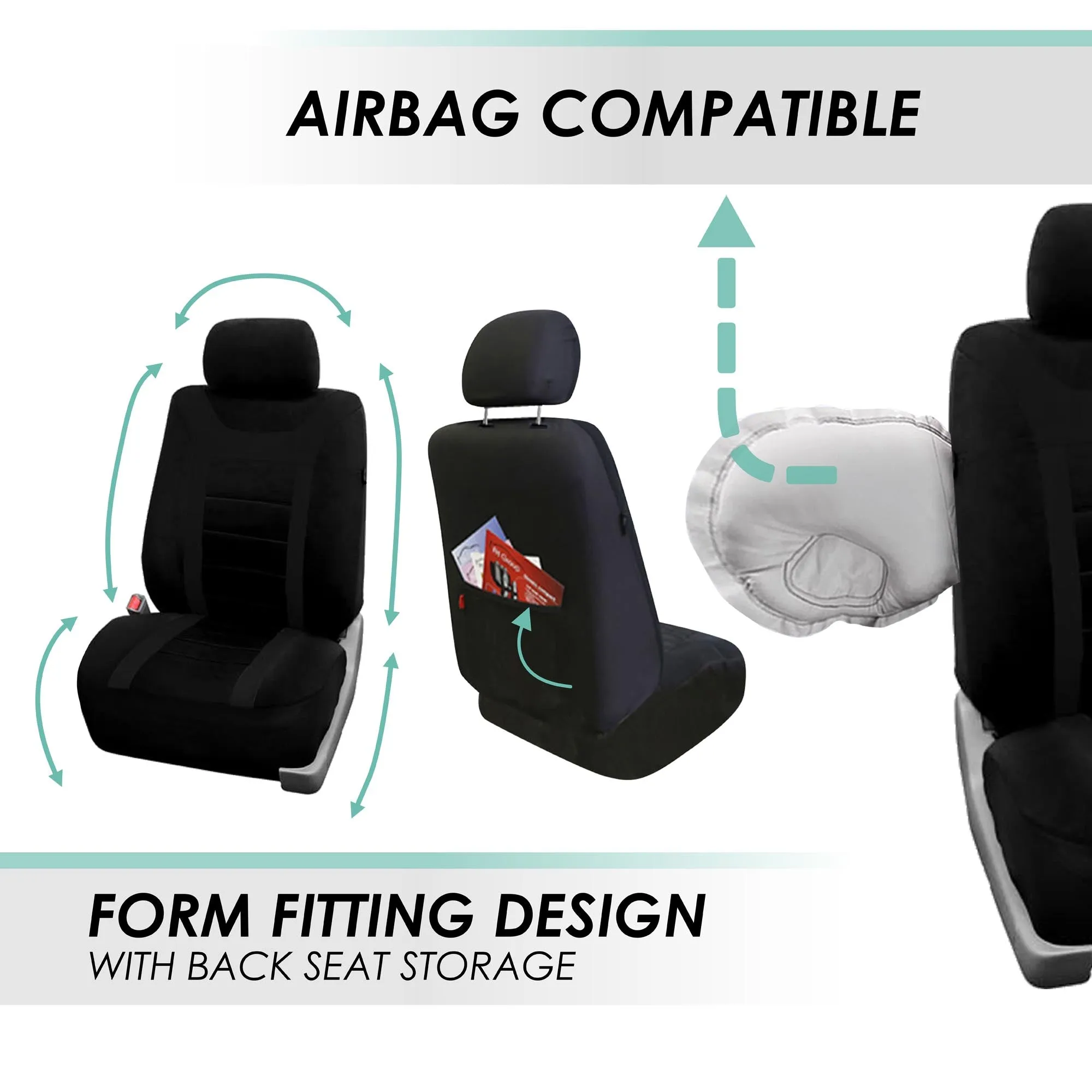 Sports Seat Covers - Full Set Black