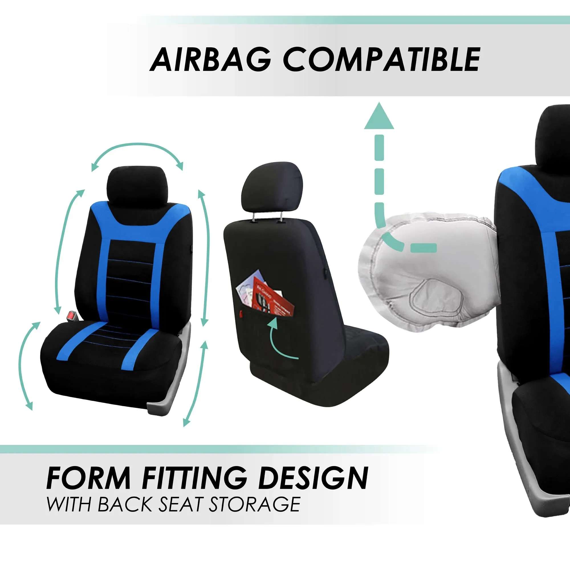 Sports Seat Covers - Full Set Blue