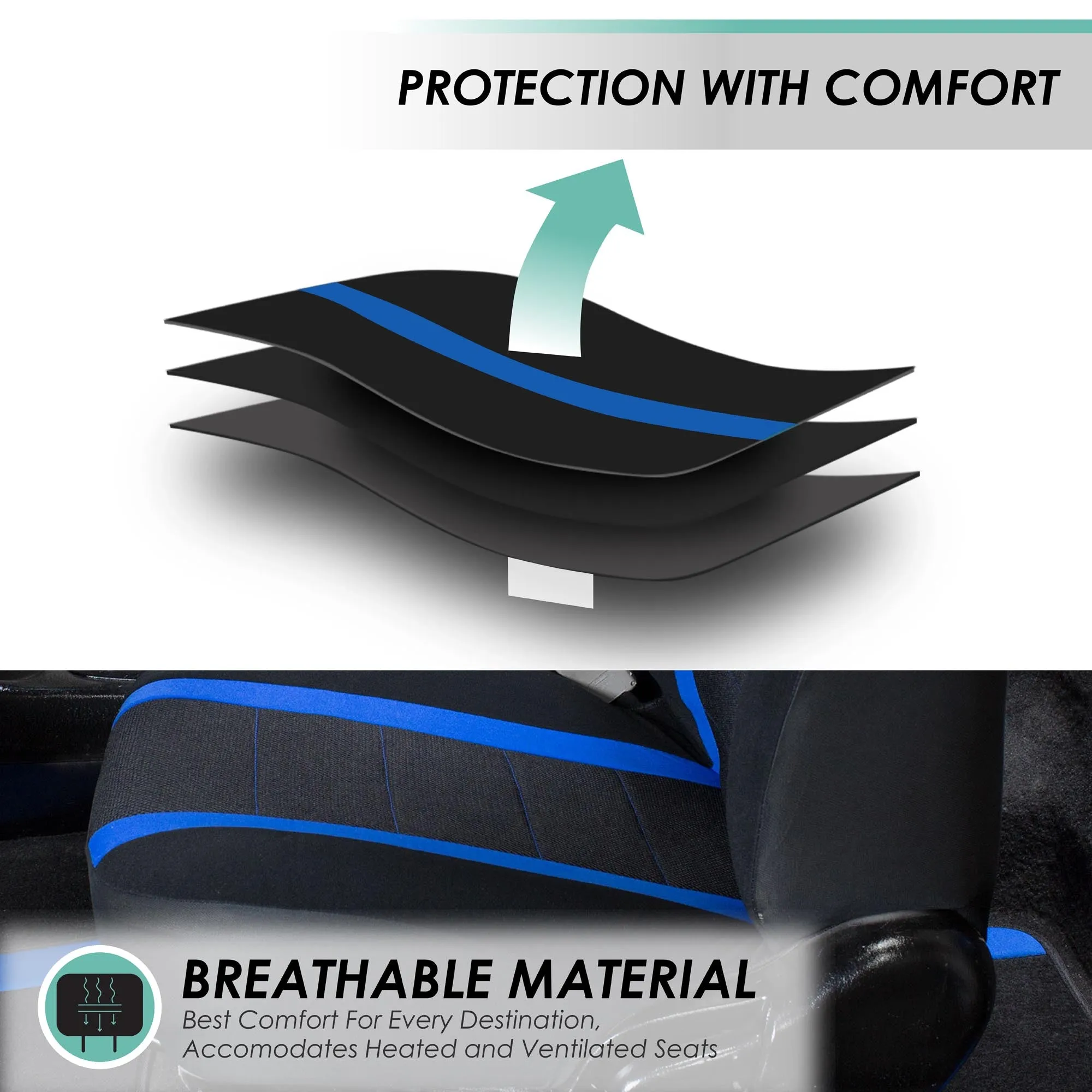 Sports Seat Covers - Full Set Blue