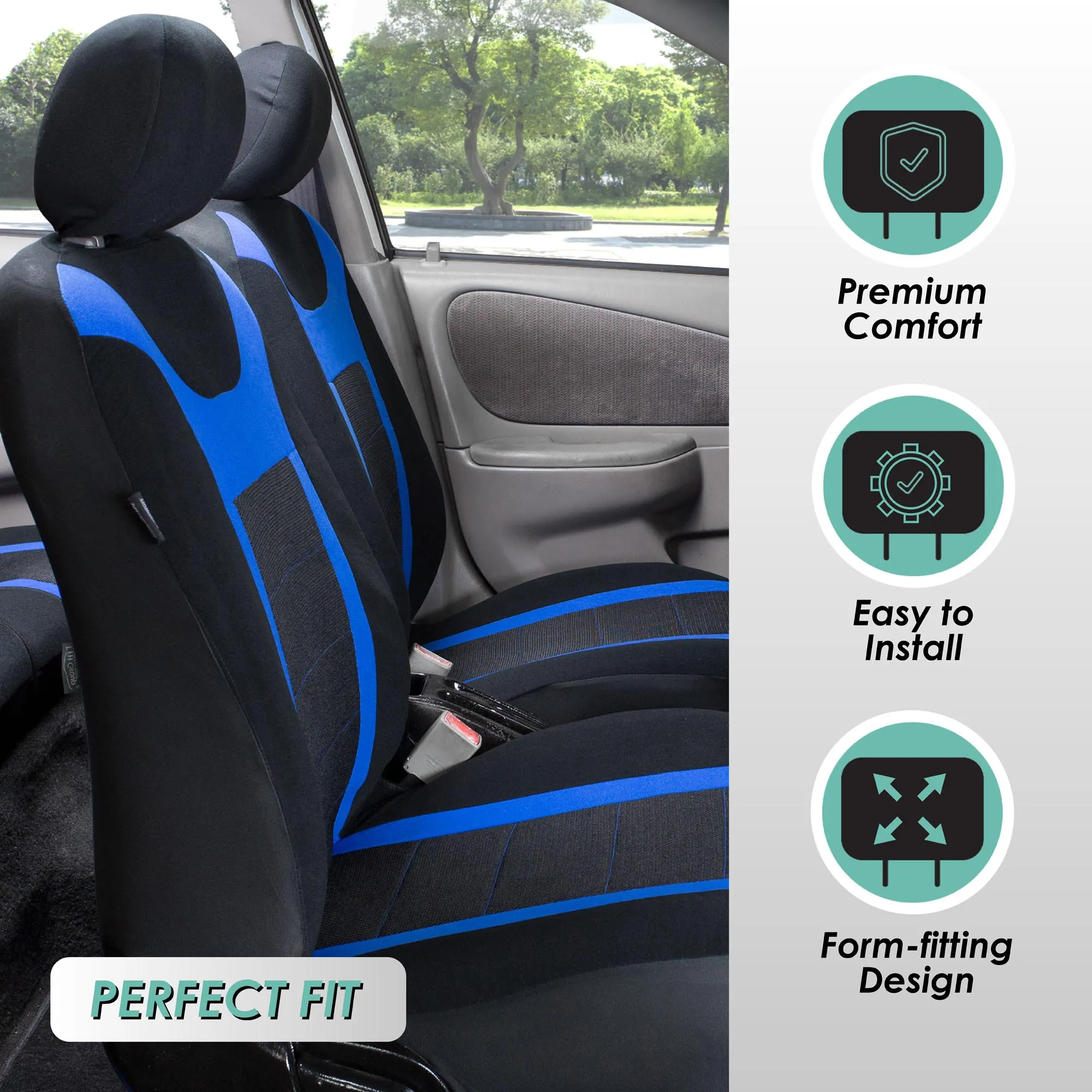 Sports Seat Covers - Full Set Blue