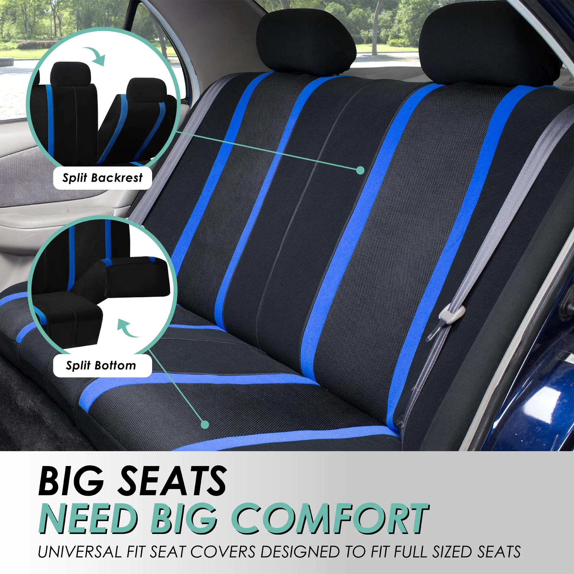 Sports Seat Covers - Full Set Blue
