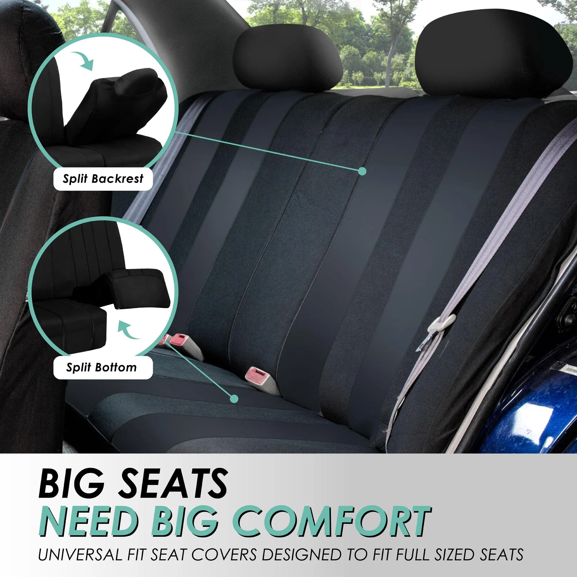 Striking Striped Seat Covers - Full Set Black