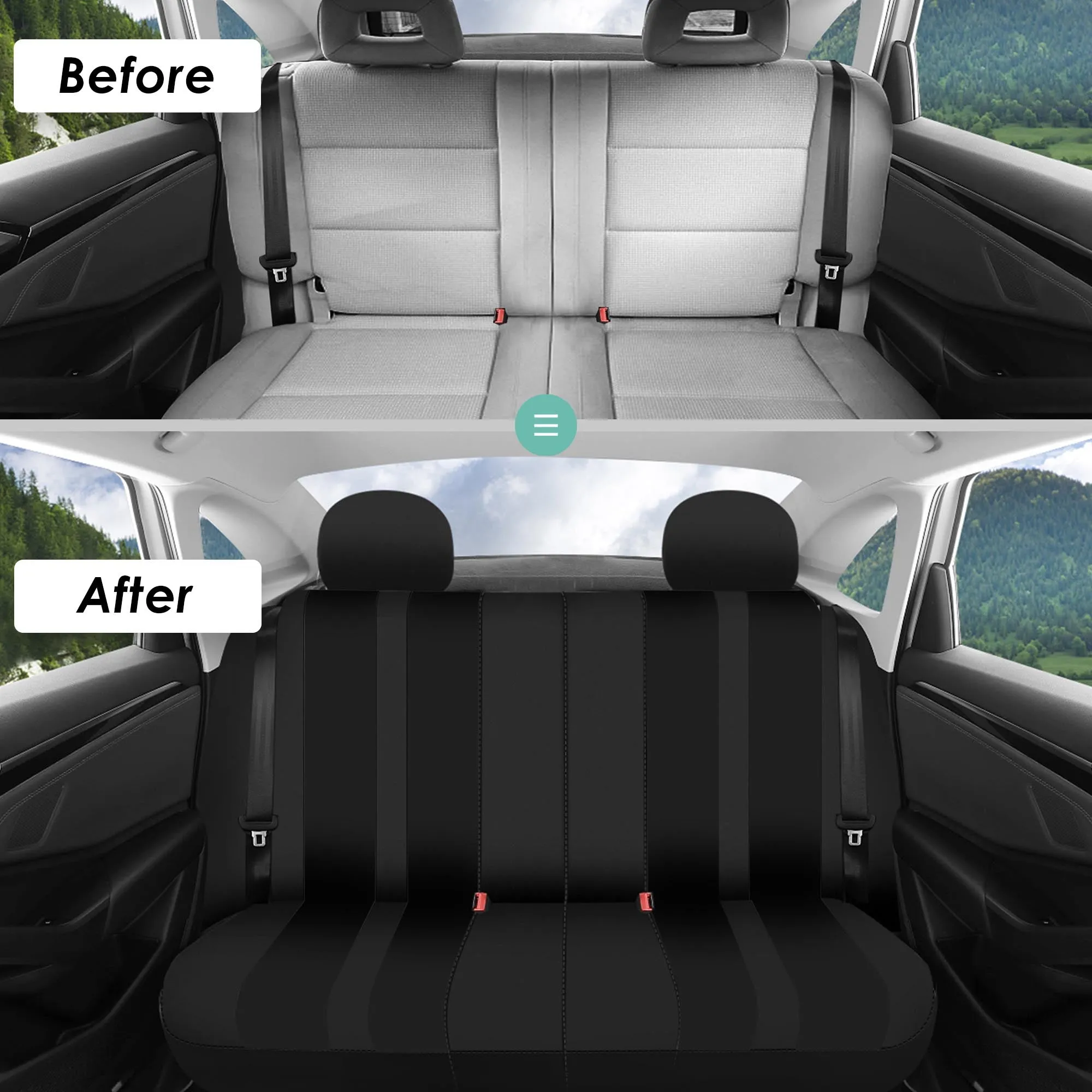 Striking Striped Seat Covers - Full Set Black