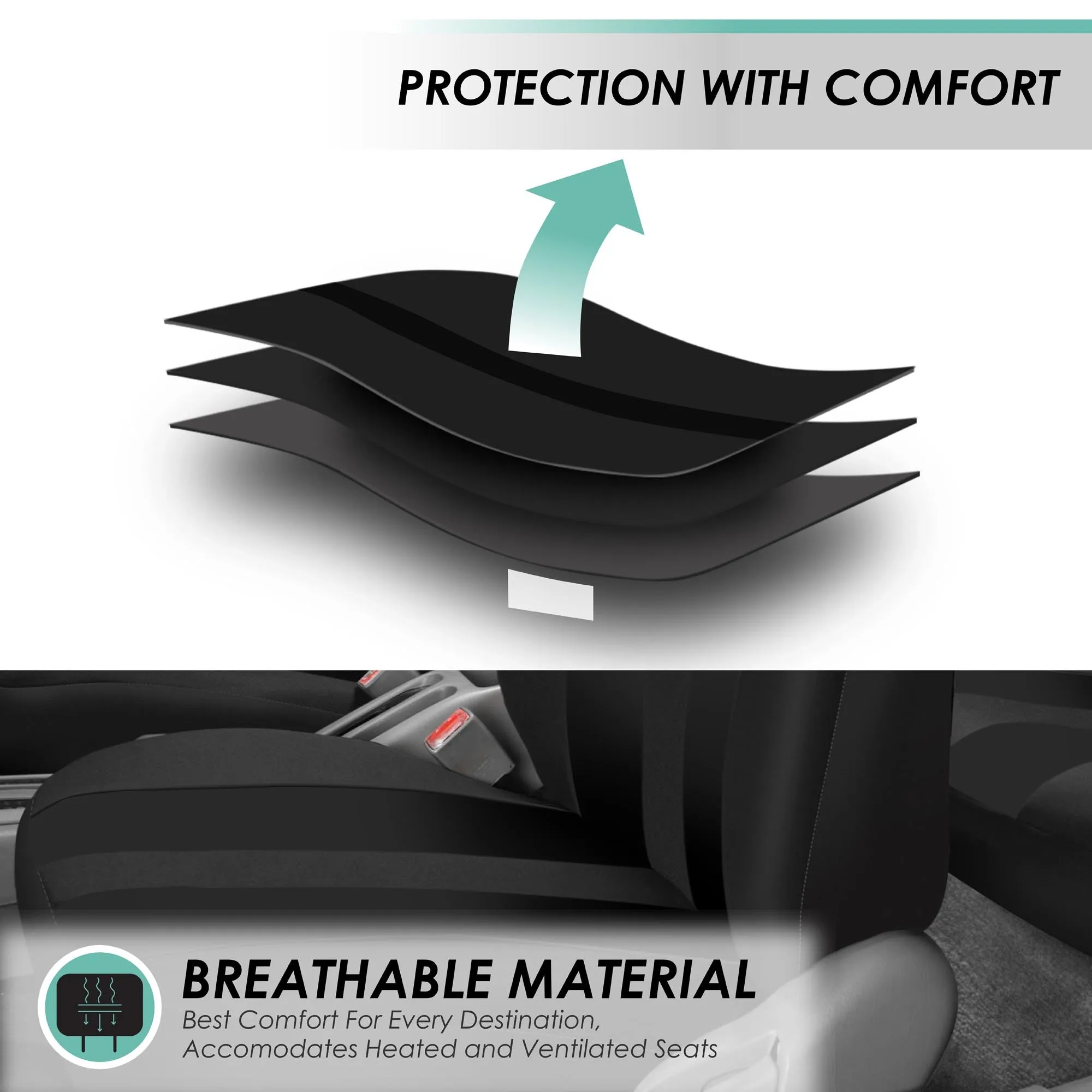 Striking Striped Seat Covers - Full Set Black