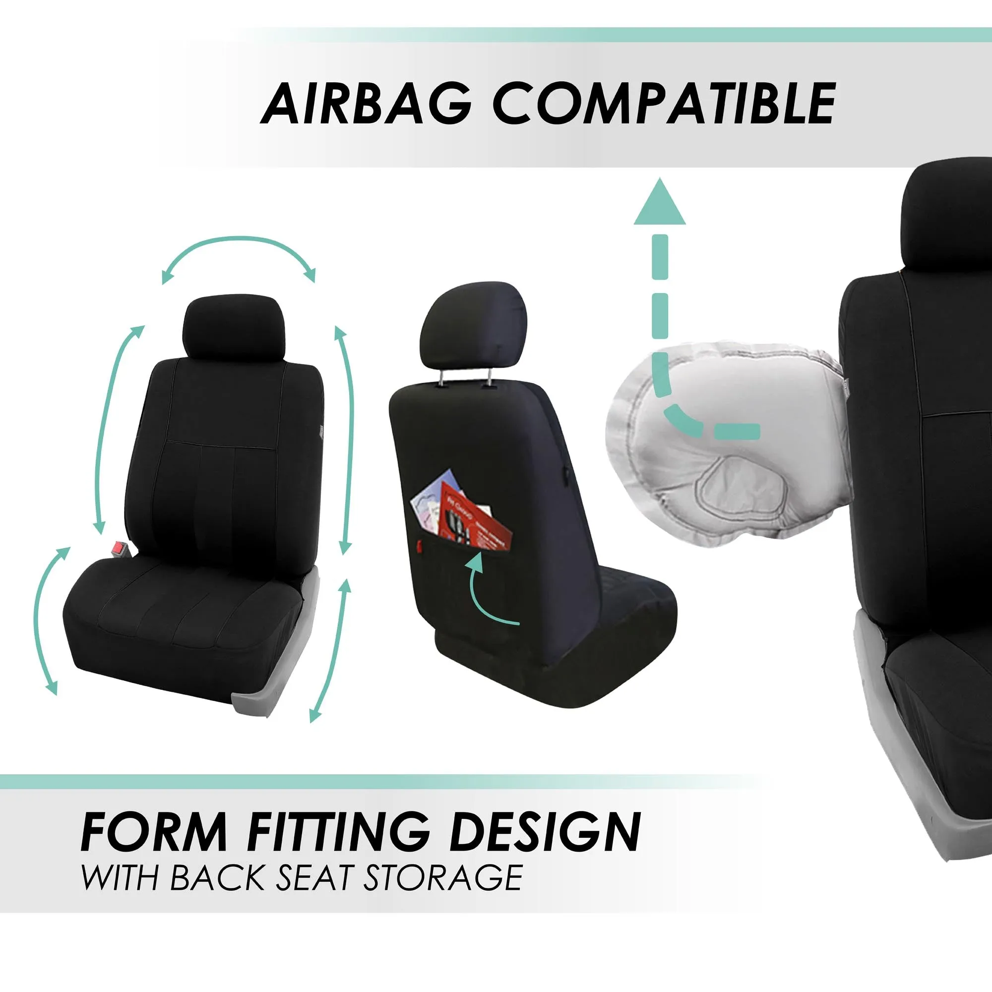 Striking Striped Seat Covers - Full Set Black