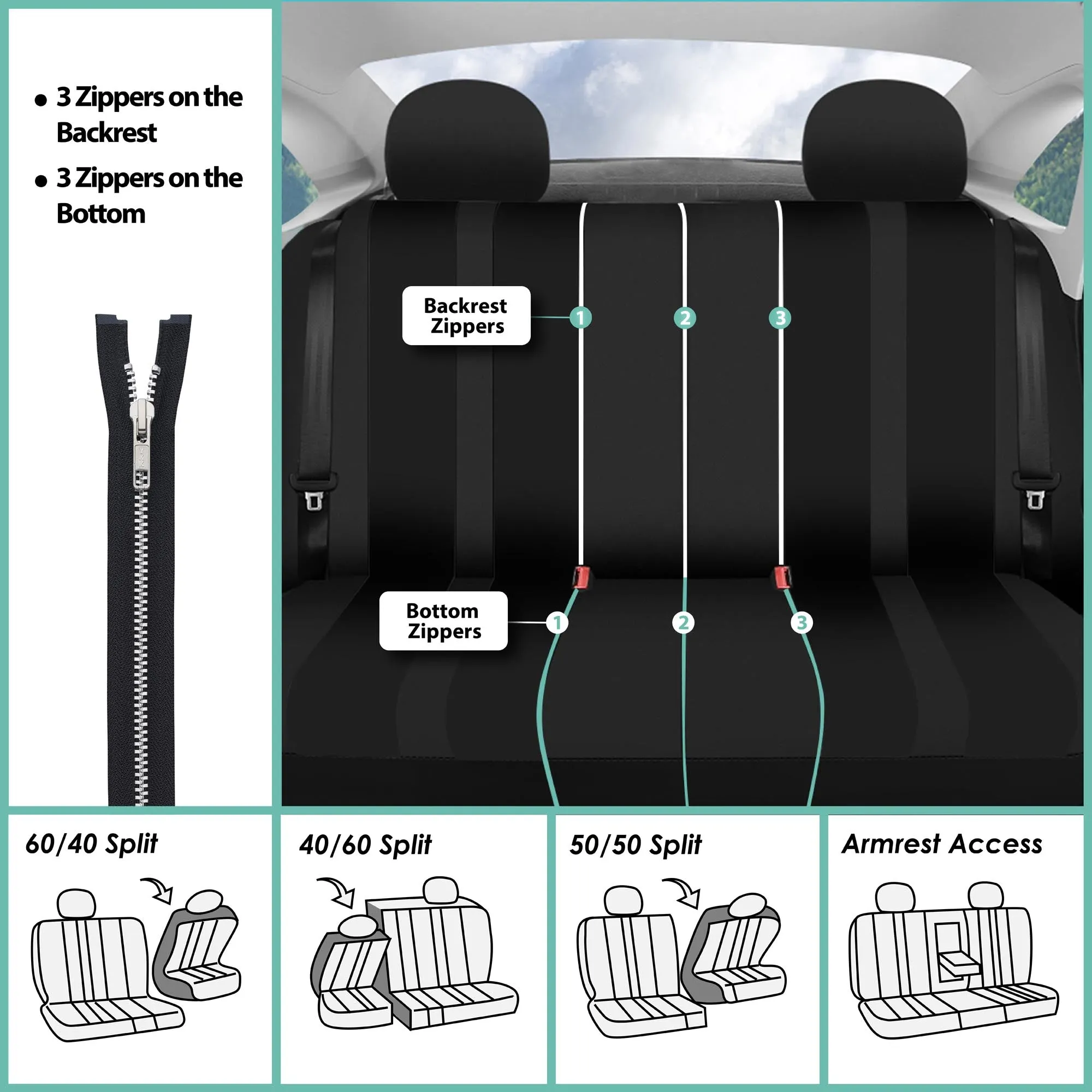 Striking Striped Seat Covers - Full Set Black