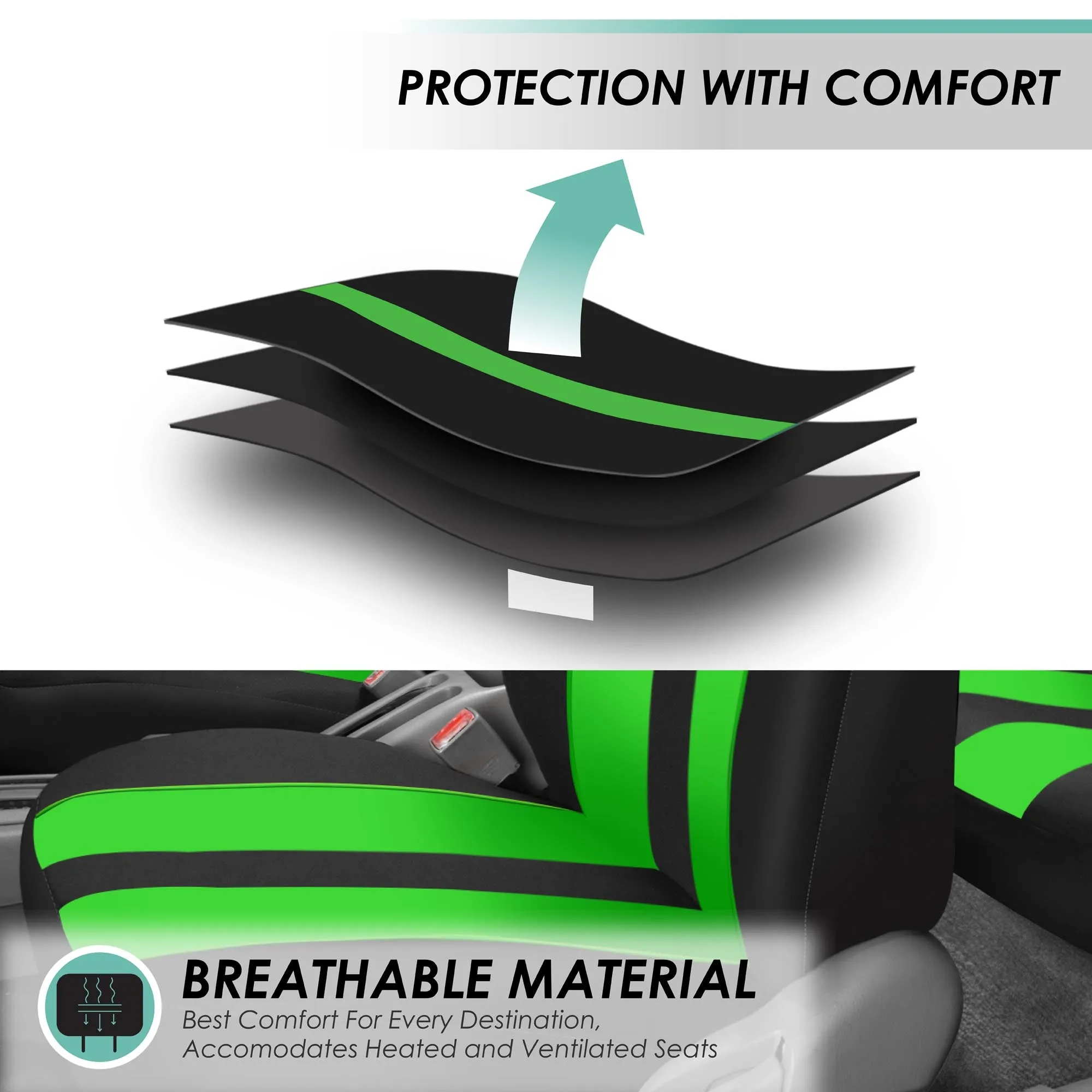 Striking Striped Seat Covers - Full Set Green