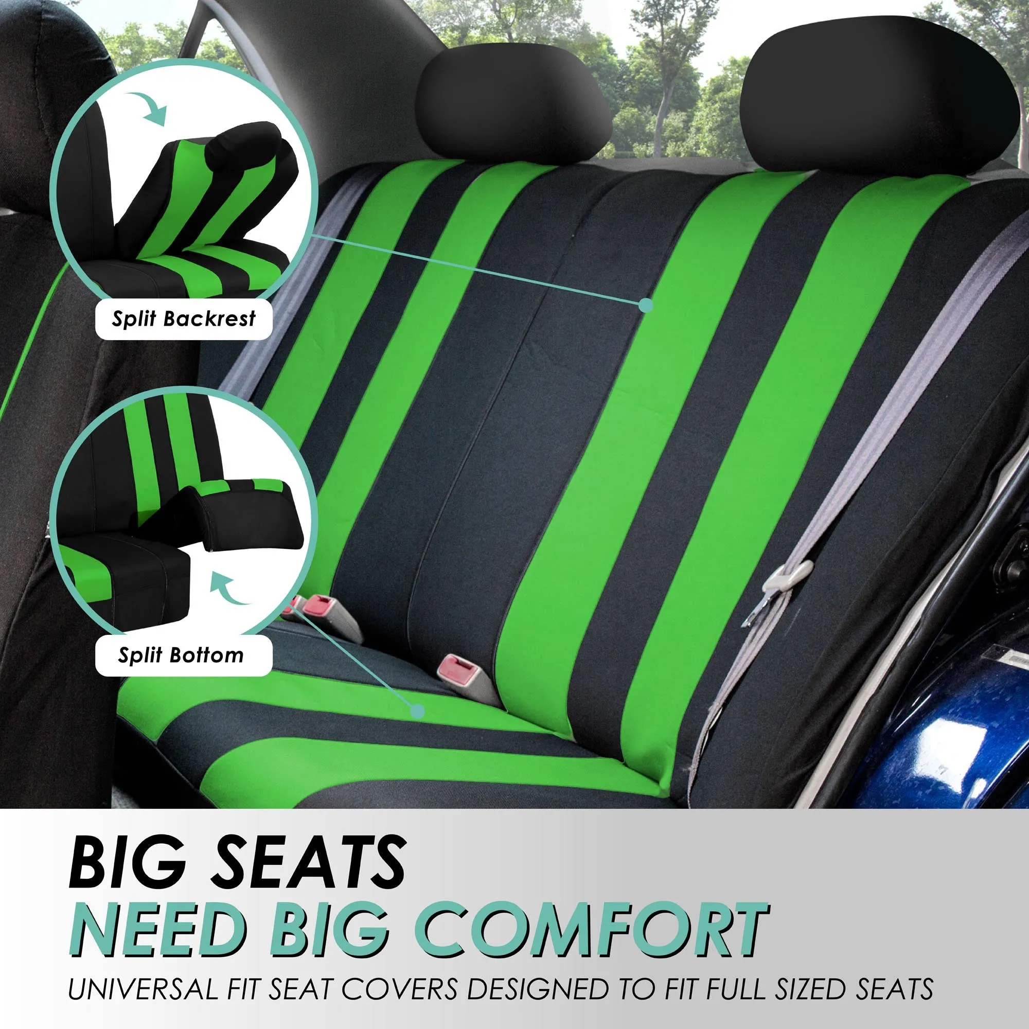 Striking Striped Seat Covers - Full Set Green