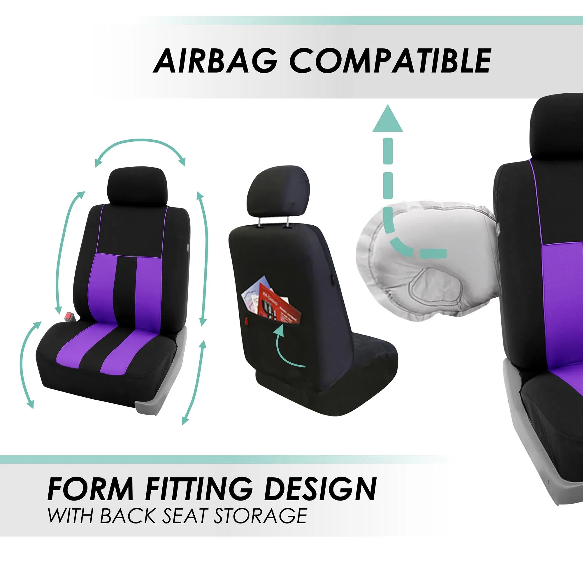 Striking Striped Seat Covers - Full Set Purple