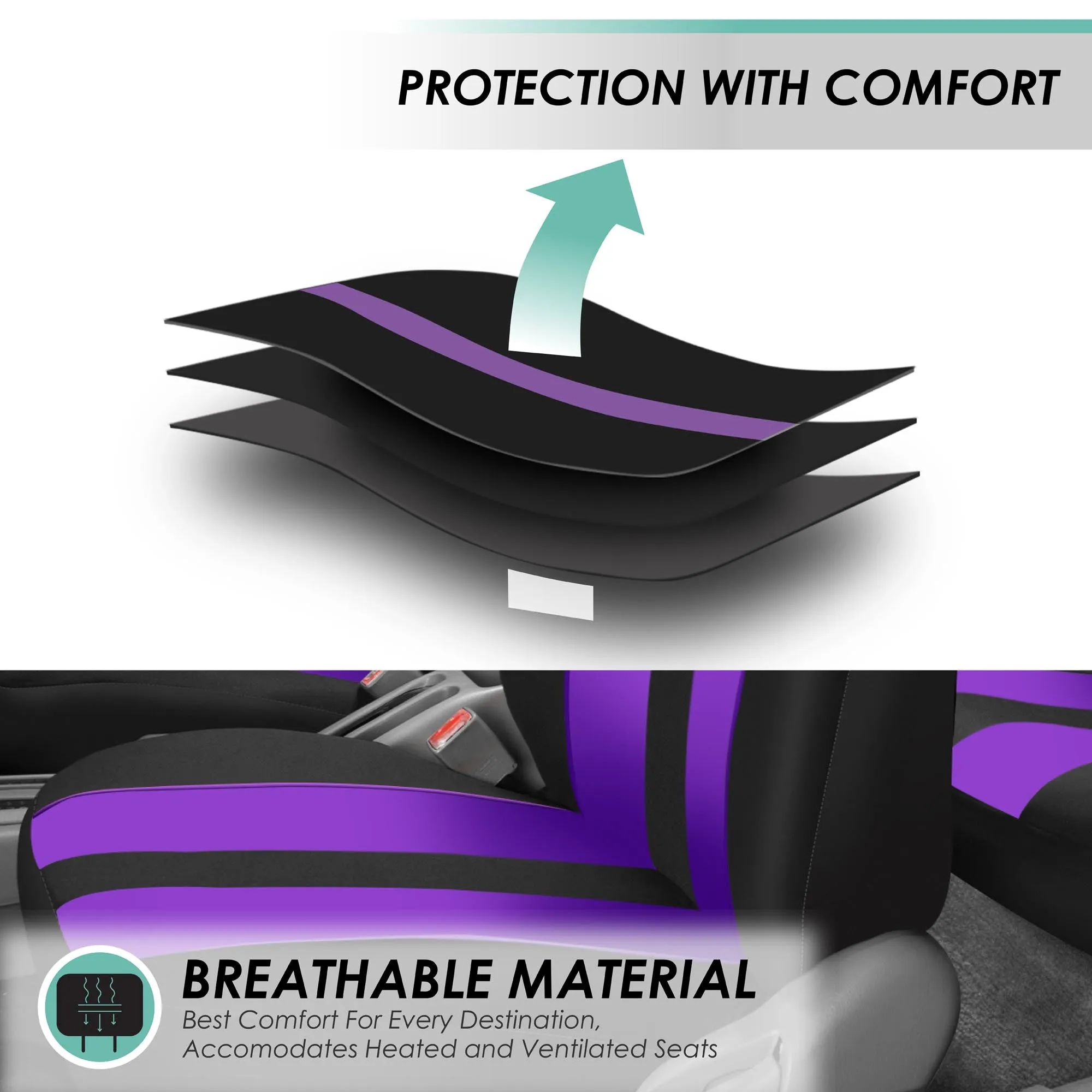 Striking Striped Seat Covers - Full Set Purple
