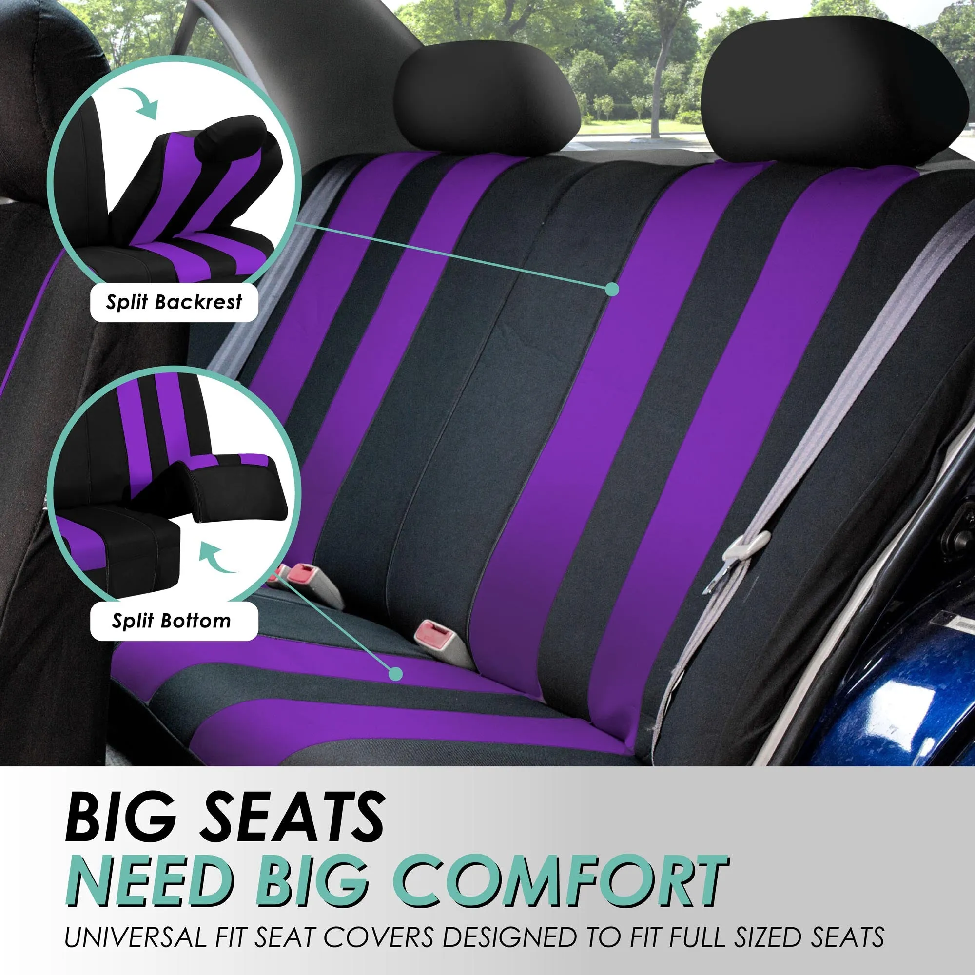 Striking Striped Seat Covers - Full Set Purple