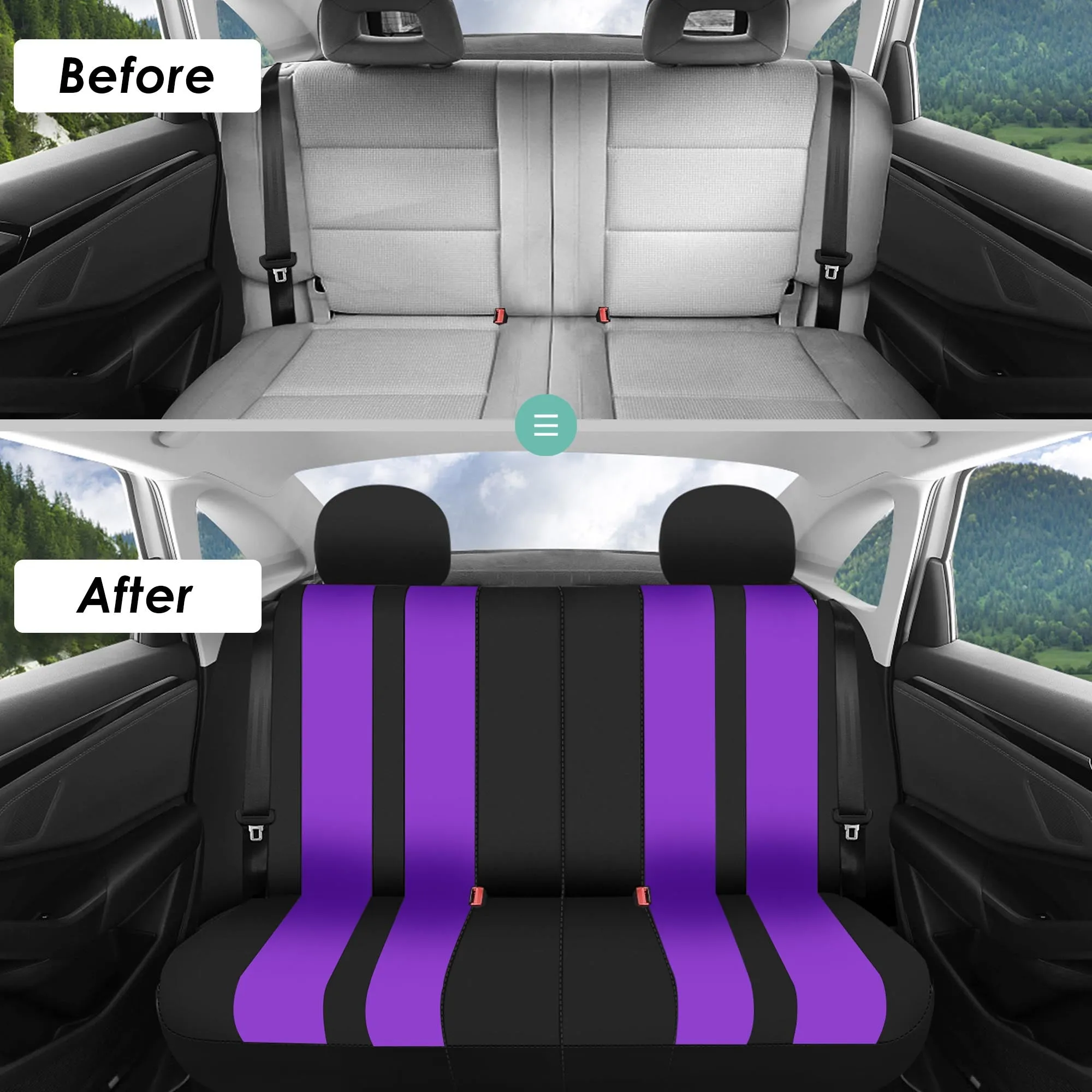 Striking Striped Seat Covers - Full Set Purple