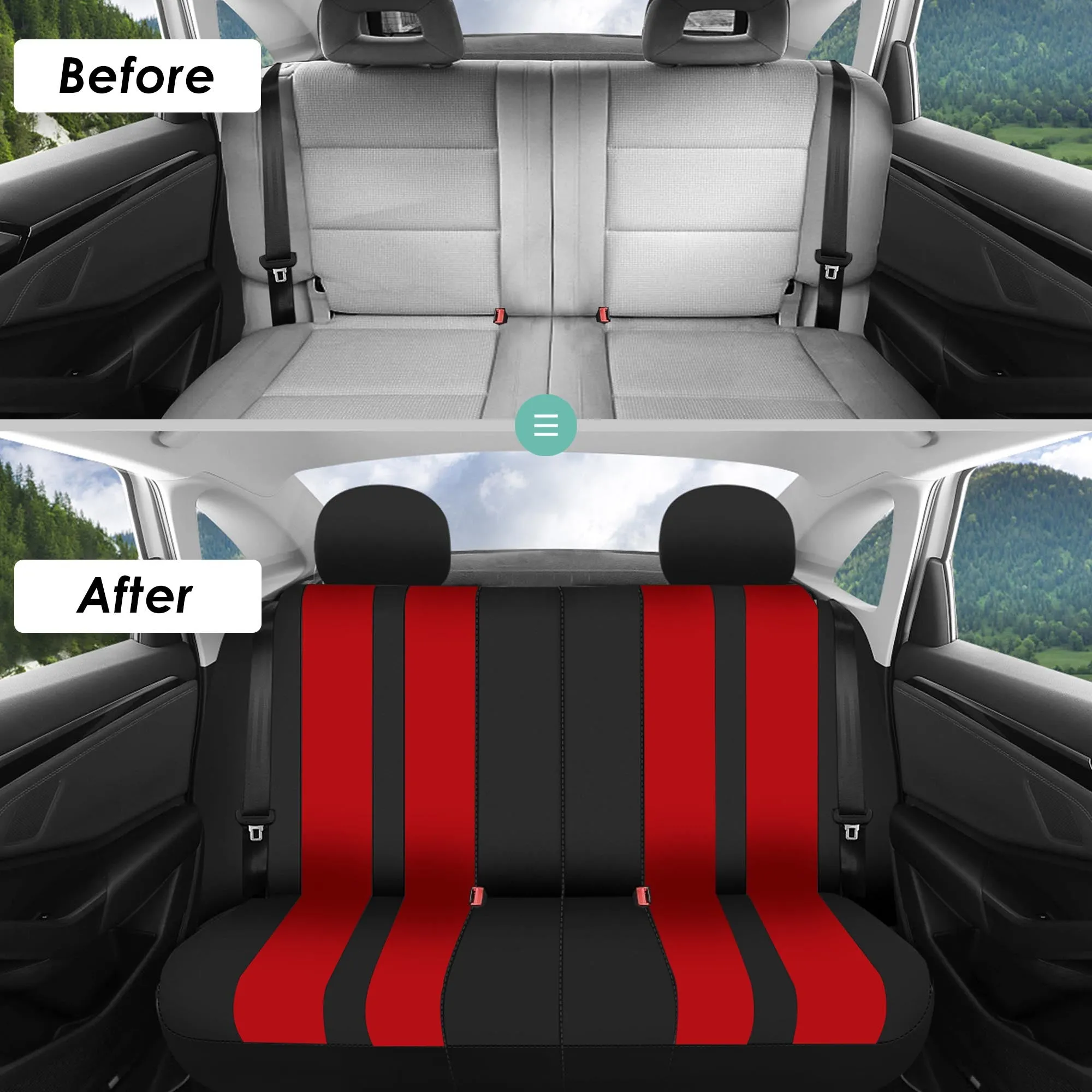 Striking Striped Seat Covers - Full Set Red