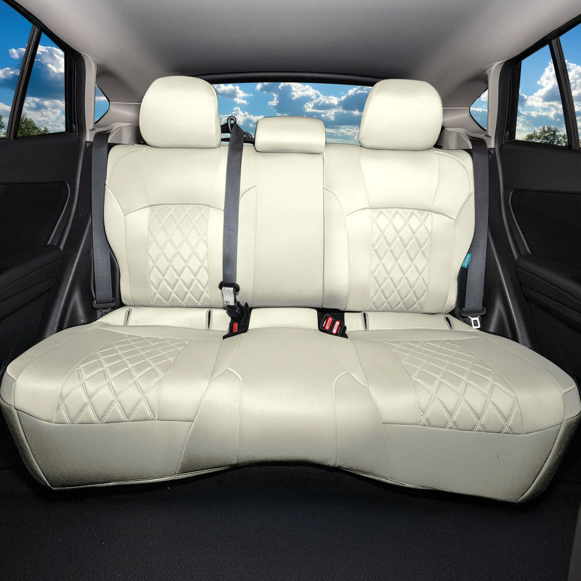 Subaru Crosstrek 2018-2023 - Rear Set Seat Covers - Solid Beige Ultraflex Neoprene