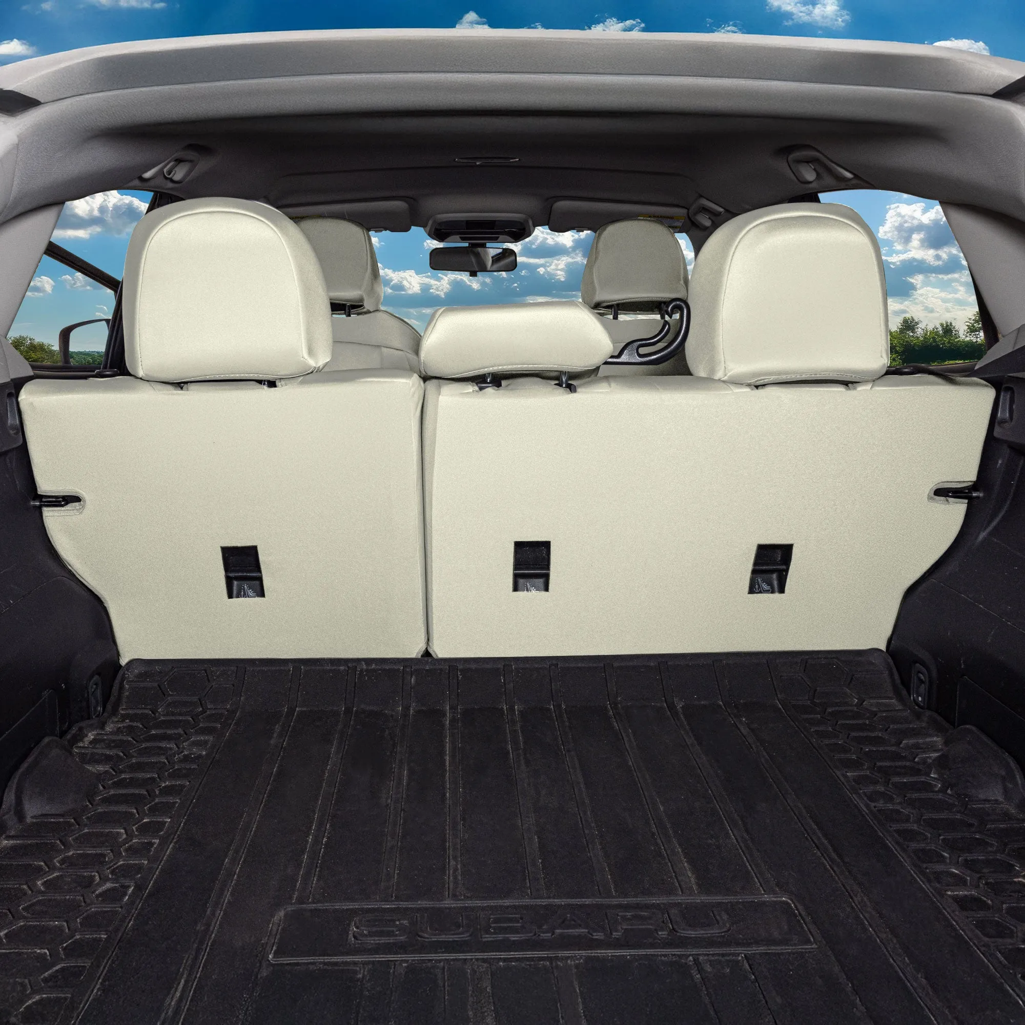 Subaru Crosstrek 2018-2023 - Rear Set Seat Covers - Solid Beige Ultraflex Neoprene