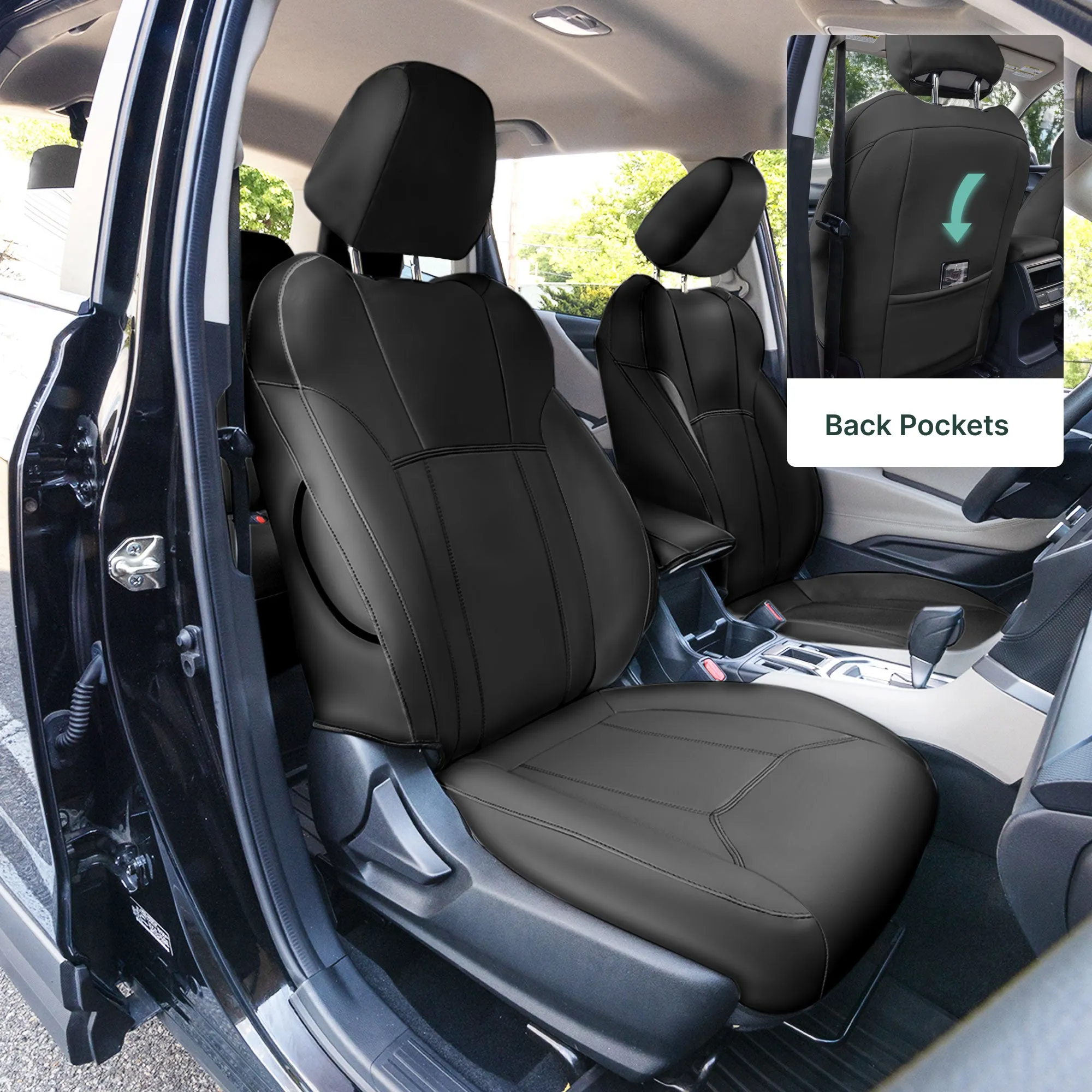 Subaru Forester 2019-2024 - Full Set Seat Covers - Black Faux Leather