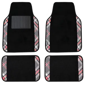 Tartan11 Plaid Trim Non-Slip Carpet Floor Mats - Full Set Beige