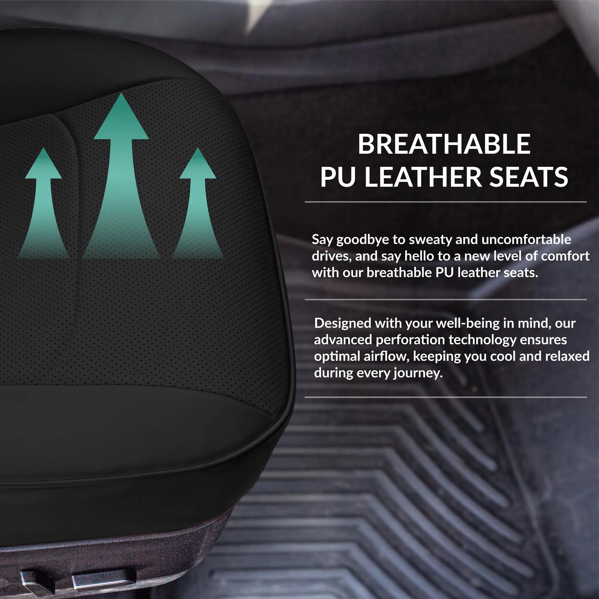 Tesla Model 3 2017 - 2023  - Front Set - Black Faux Leather