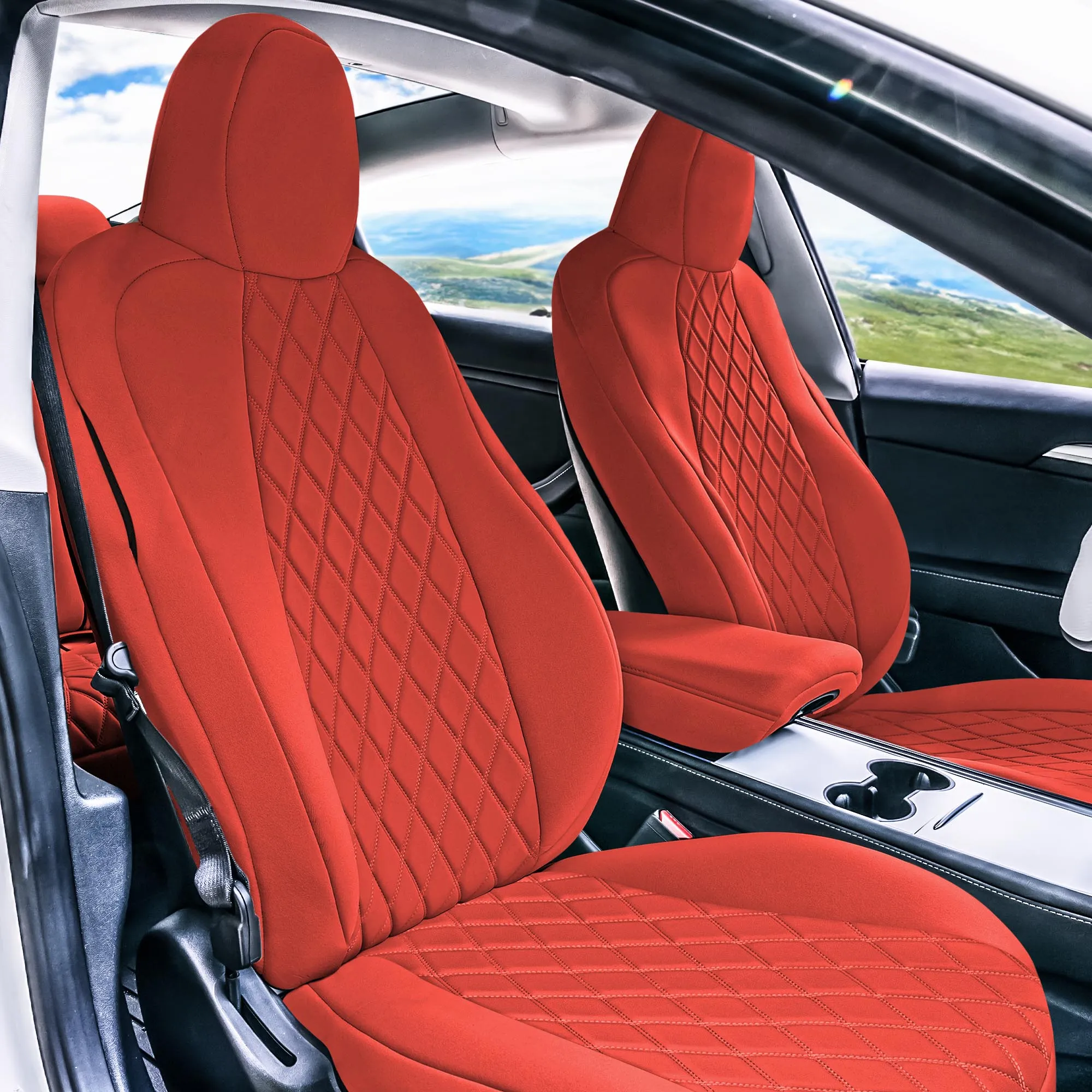 Tesla Model 3 2017 - 2023  - Front Set - Red Ultraflex Neoprene