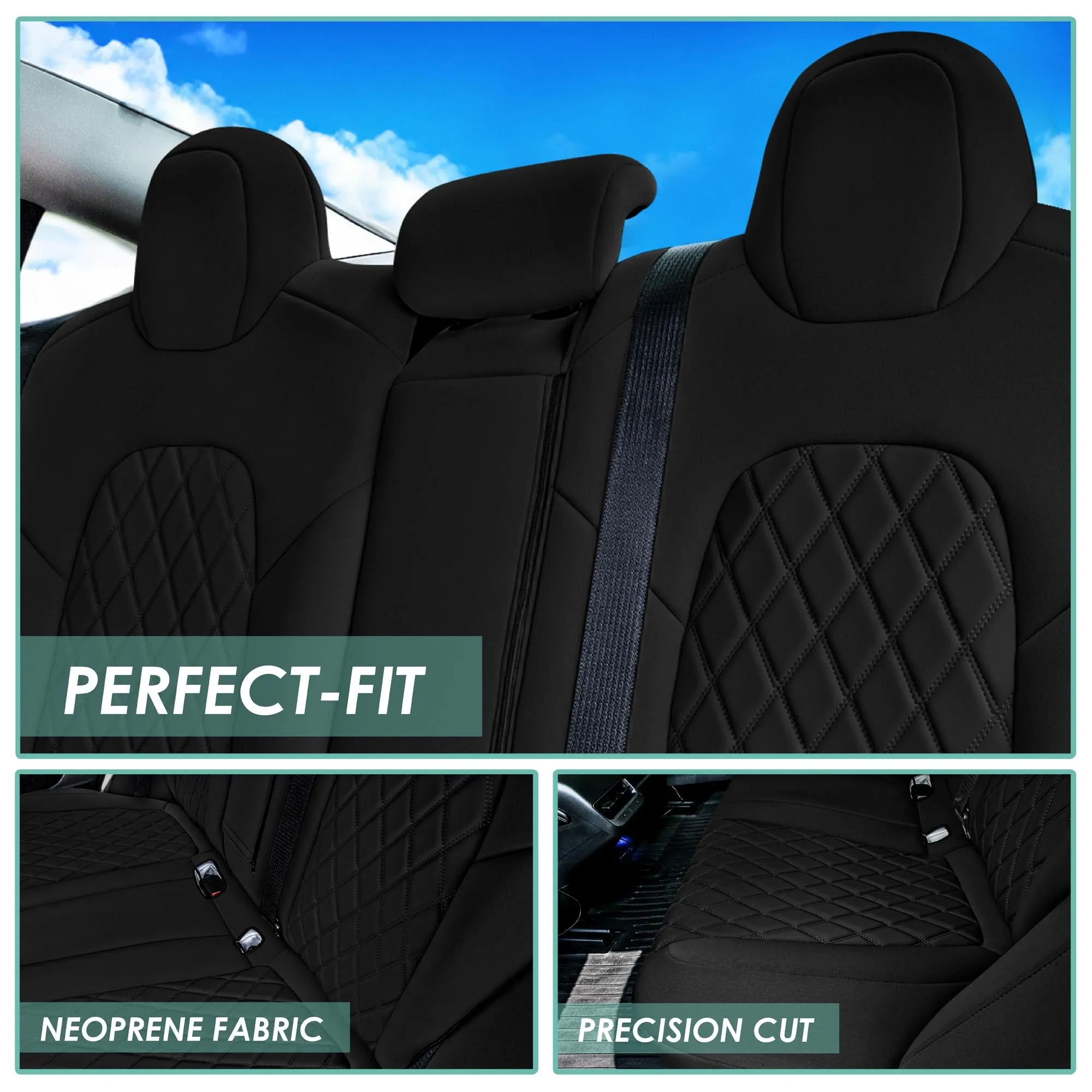 Tesla Model 3 2017 - 2023 - Rear Set - Black Ultraflex Neoprene