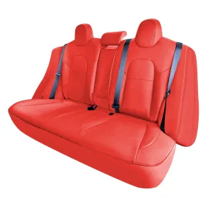 Tesla Model 3 2017 - 2023 - Rear Set - Red Faux Leather