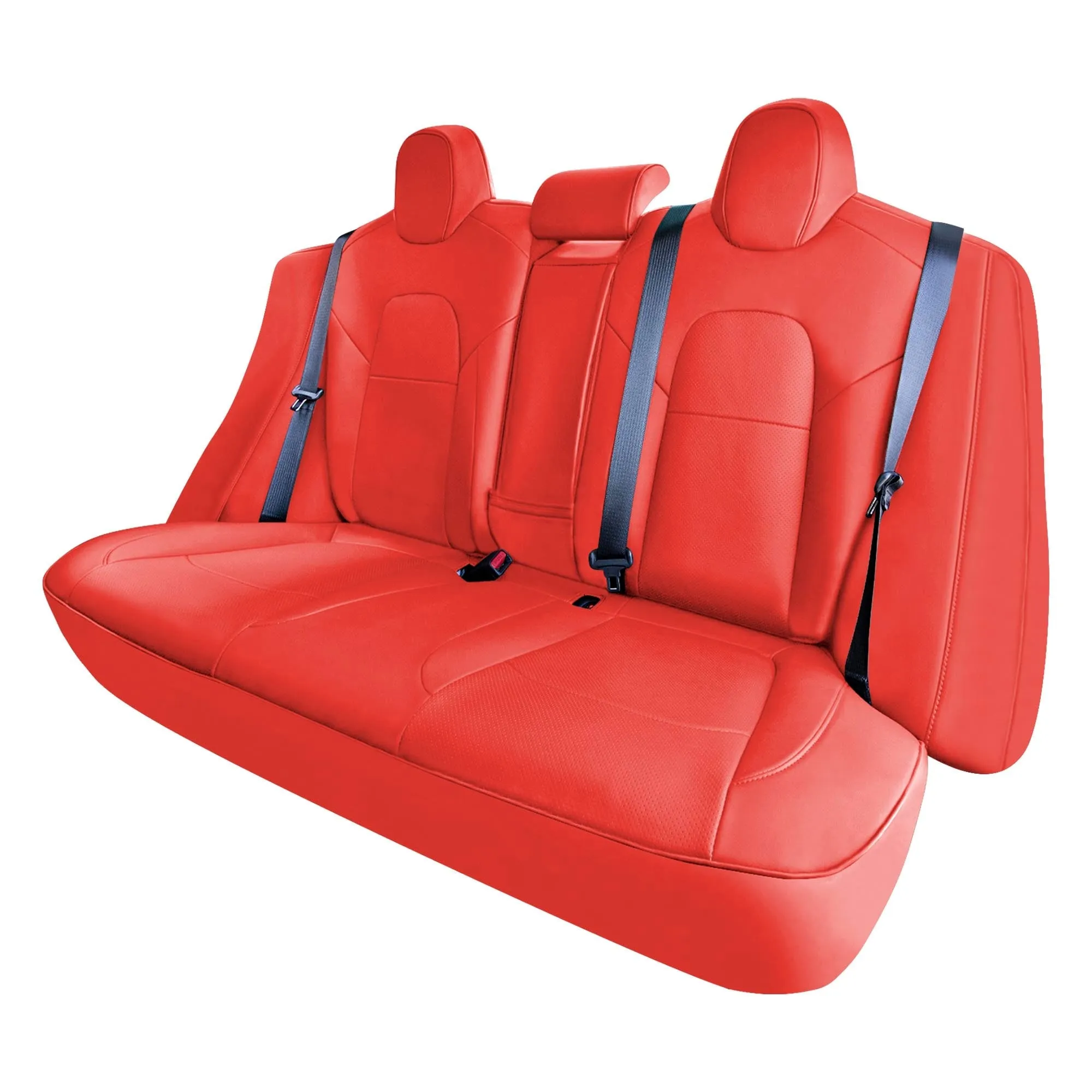 Tesla Model 3 2017 - 2023 - Rear Set - Red Faux Leather