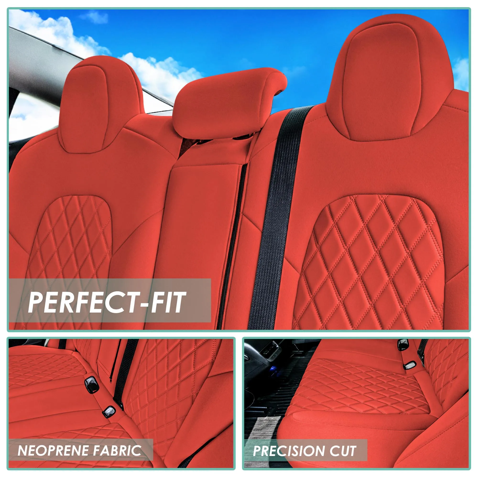 Tesla Model 3 2017 - 2023  - Rear Set - Red Ultraflex Neoprene