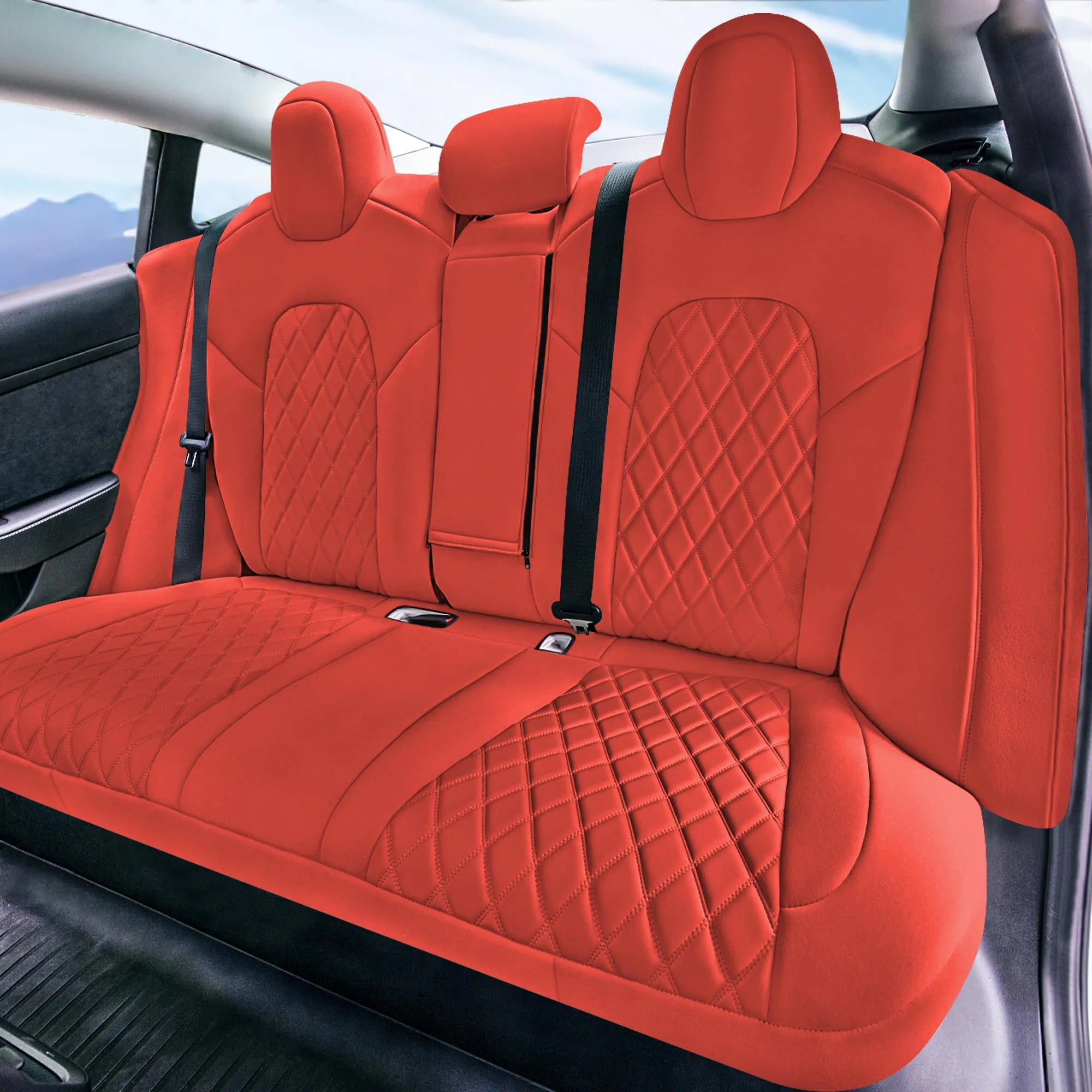 Tesla Model 3 2017 - 2023  - Rear Set - Red Ultraflex Neoprene