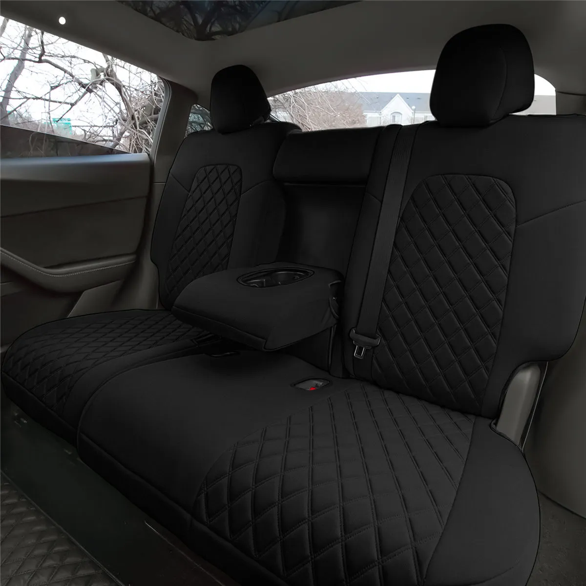 Tesla Model Y 2020 - 2024 - Full Set Seat Covers - Black Ultraflex Neoprene