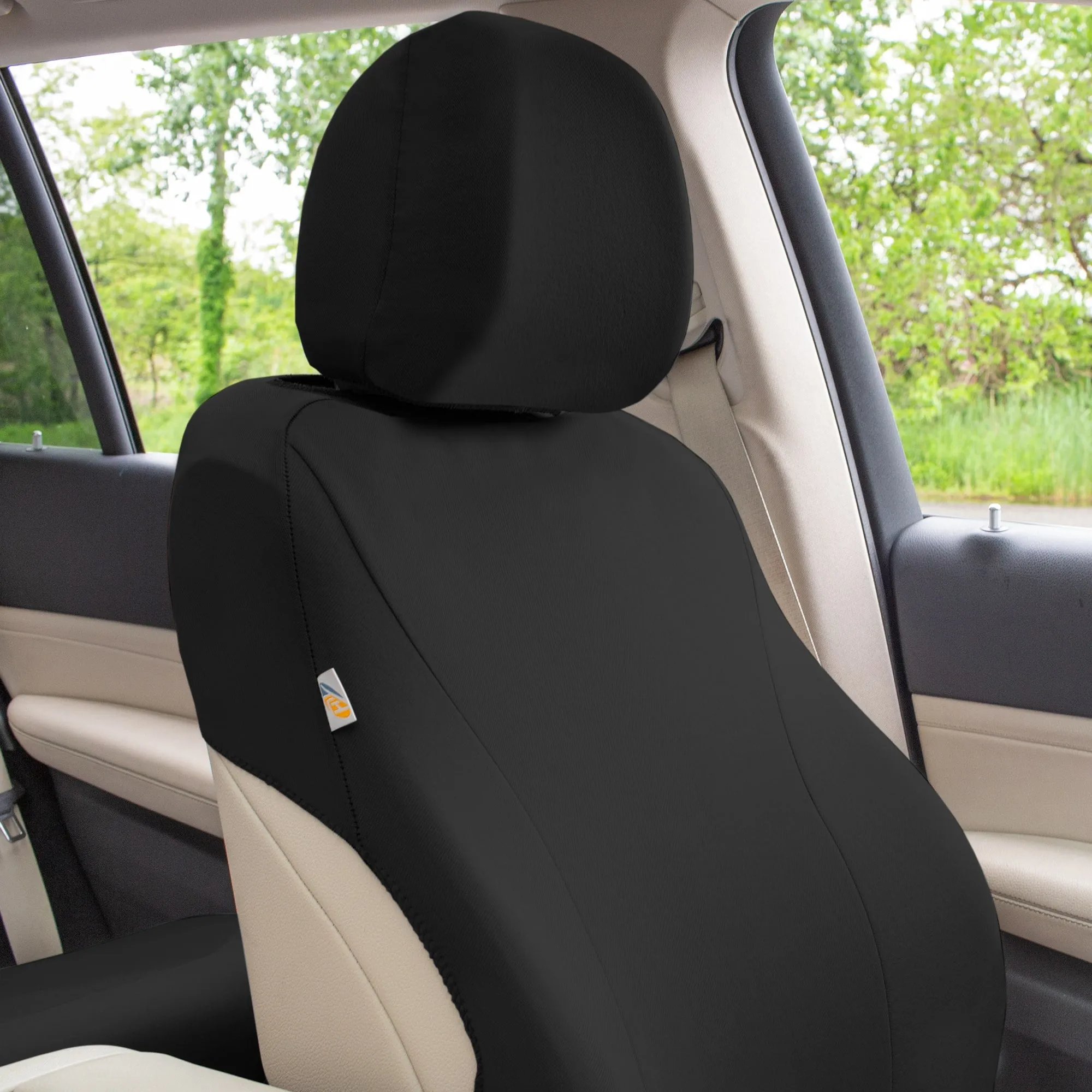 TLH Classic Flat Cloth Car Seat Covers Full Set - Black