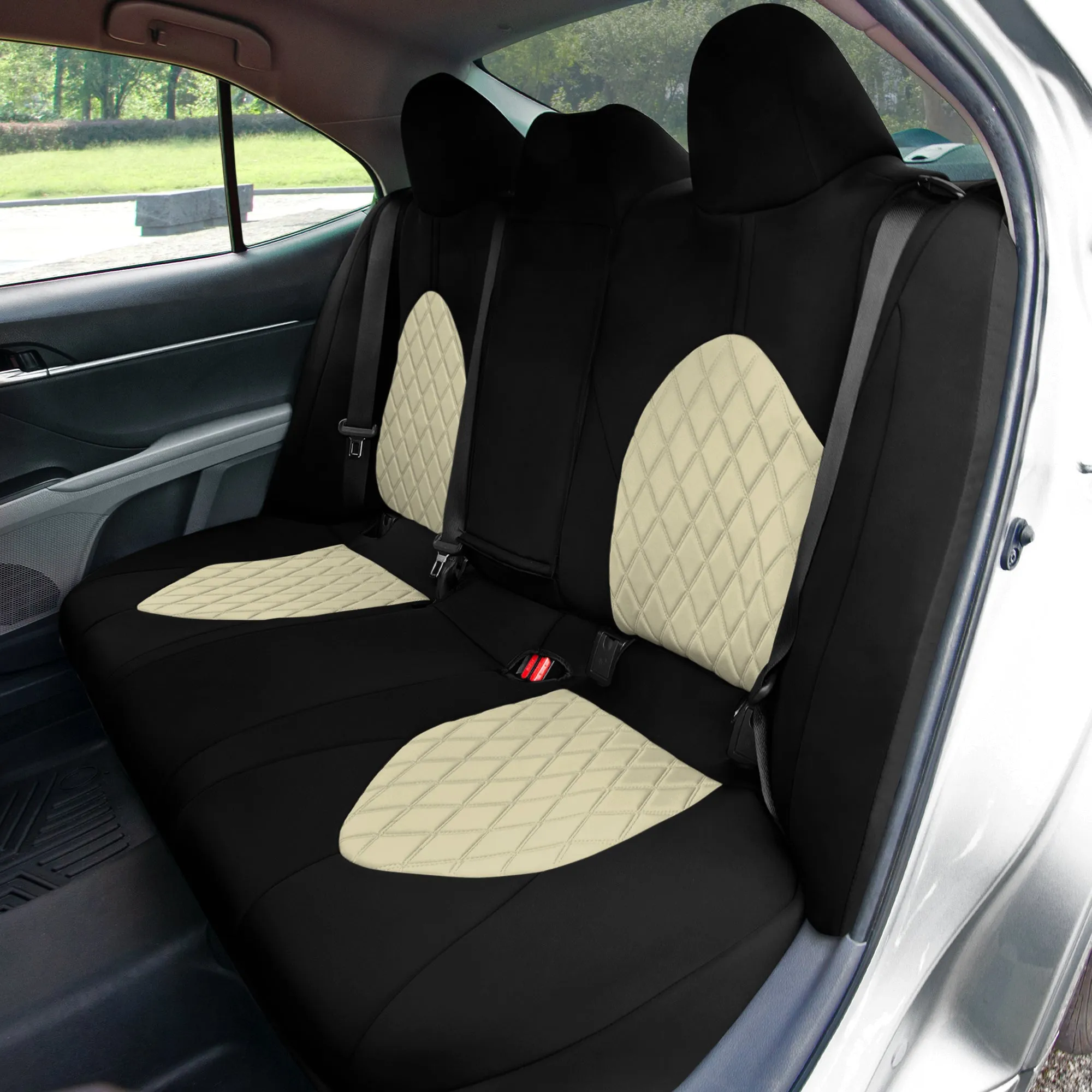 Toyota Camry 2018 - 2024  - Rear Set Seat Covers - Beige Ultraflex Neoprene