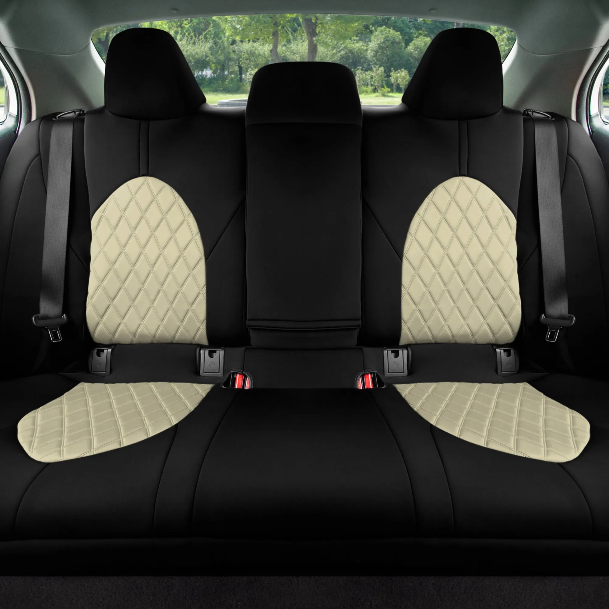 Toyota Camry 2018 - 2024  - Rear Set Seat Covers - Beige Ultraflex Neoprene