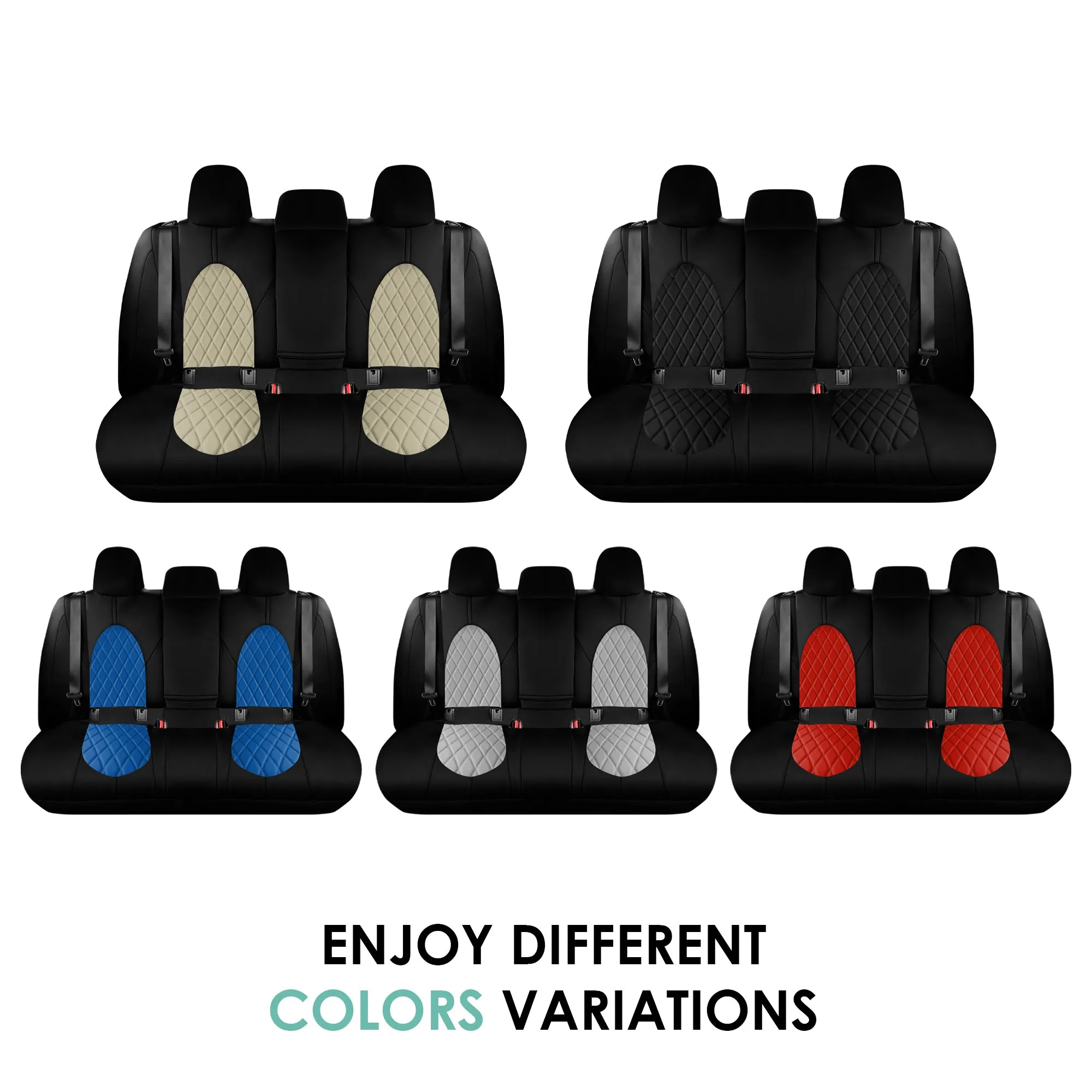 Toyota Camry 2018 - 2024  - Rear Set Seat Covers - Black Ultraflex Neoprene