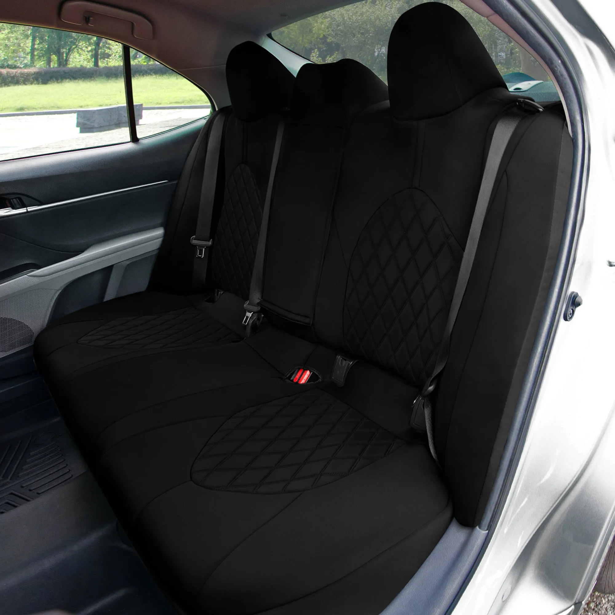 Toyota Camry 2018 - 2024  - Rear Set Seat Covers - Black Ultraflex Neoprene