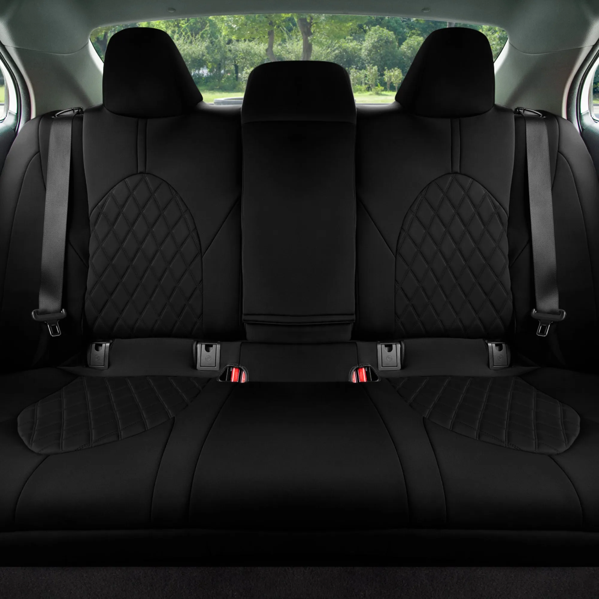 Toyota Camry 2018 - 2024  - Rear Set Seat Covers - Black Ultraflex Neoprene