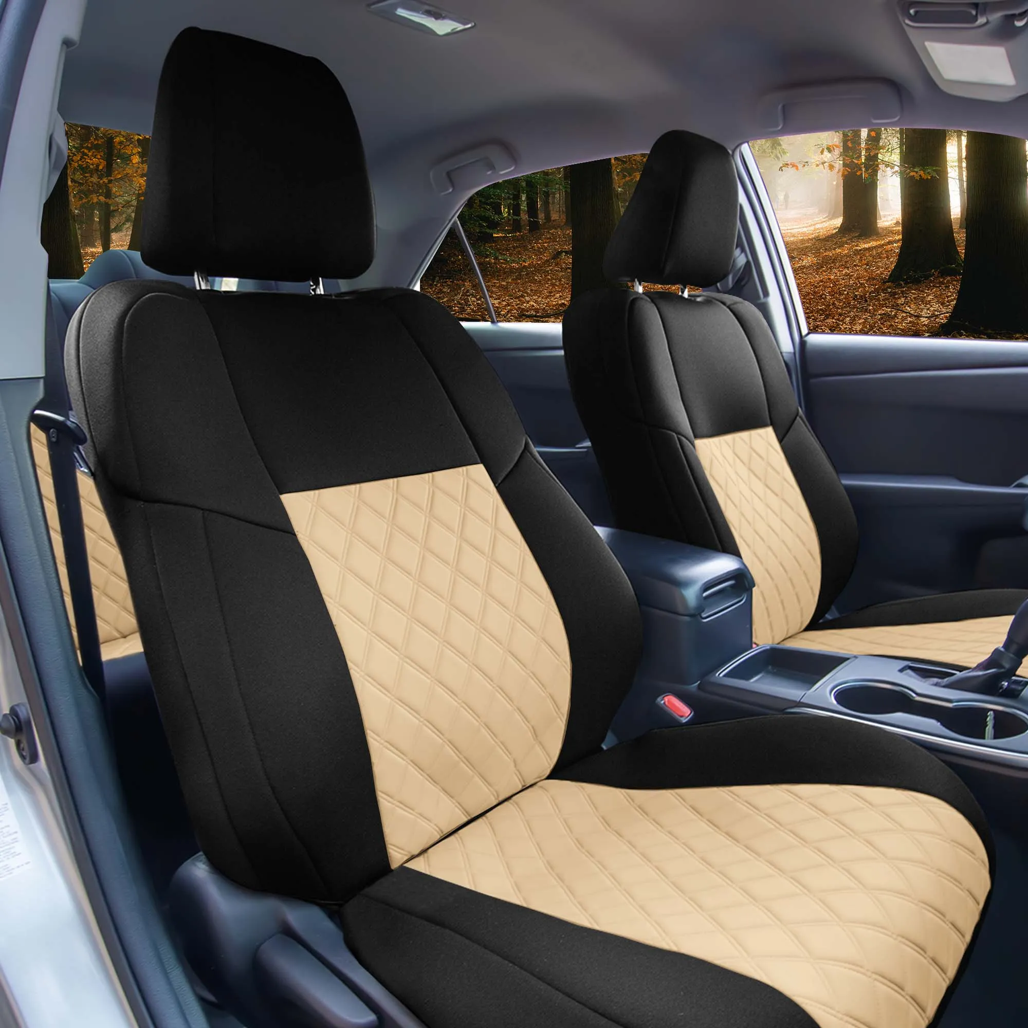 Toyota Camry LE | SE | XSE | XLE  2012-2017 - Front Set Seat Covers - Black Ultraflex Neoprene