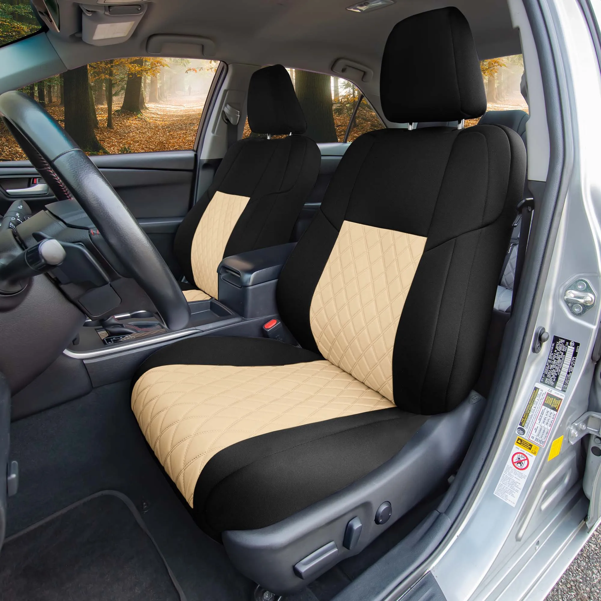 Toyota Camry LE | SE | XSE | XLE  2012-2017 - Front Set Seat Covers - Black Ultraflex Neoprene