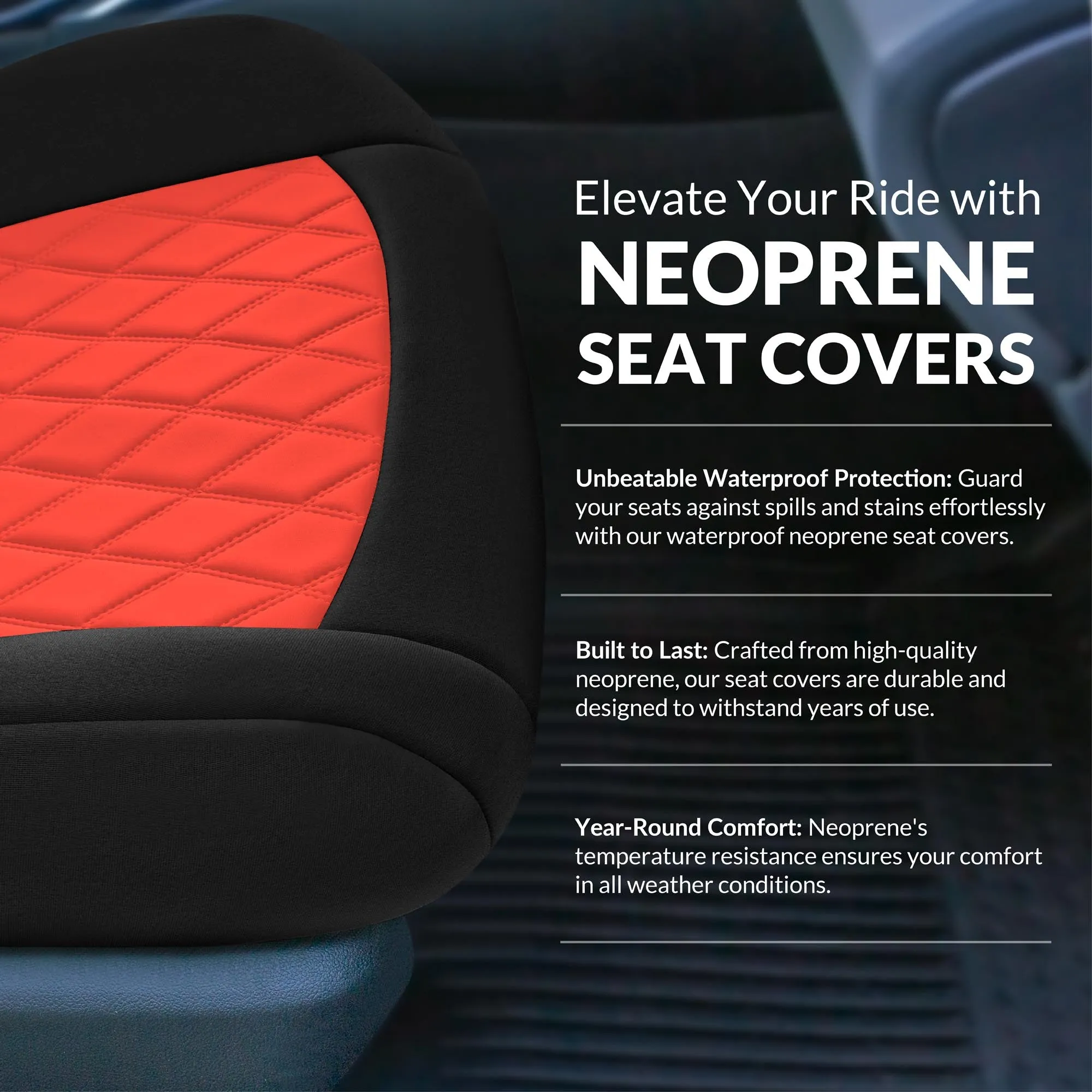 Toyota Corolla - 2020-2024 - Front Set Seat Covers - Red Ultraflex Neoprene