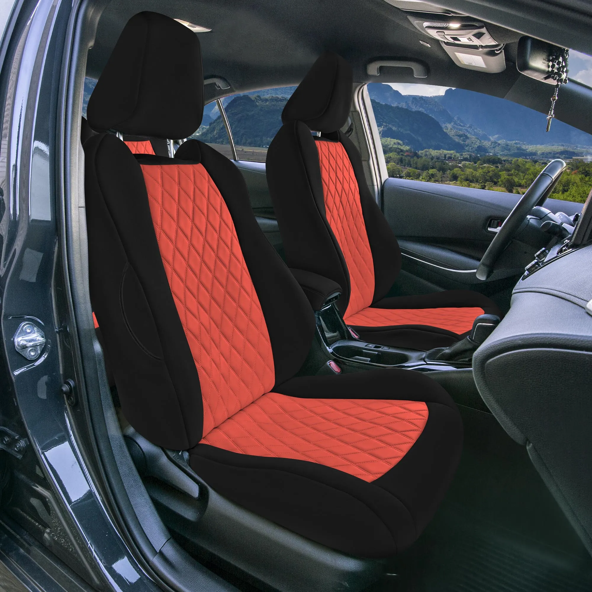 Toyota Corolla - 2020-2024 - Front Set Seat Covers - Red Ultraflex Neoprene