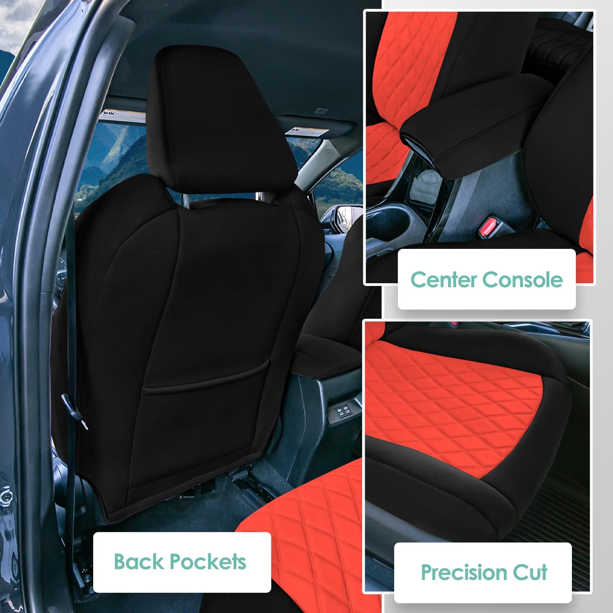 Toyota Corolla - 2020-2024 - Front Set Seat Covers - Red Ultraflex Neoprene