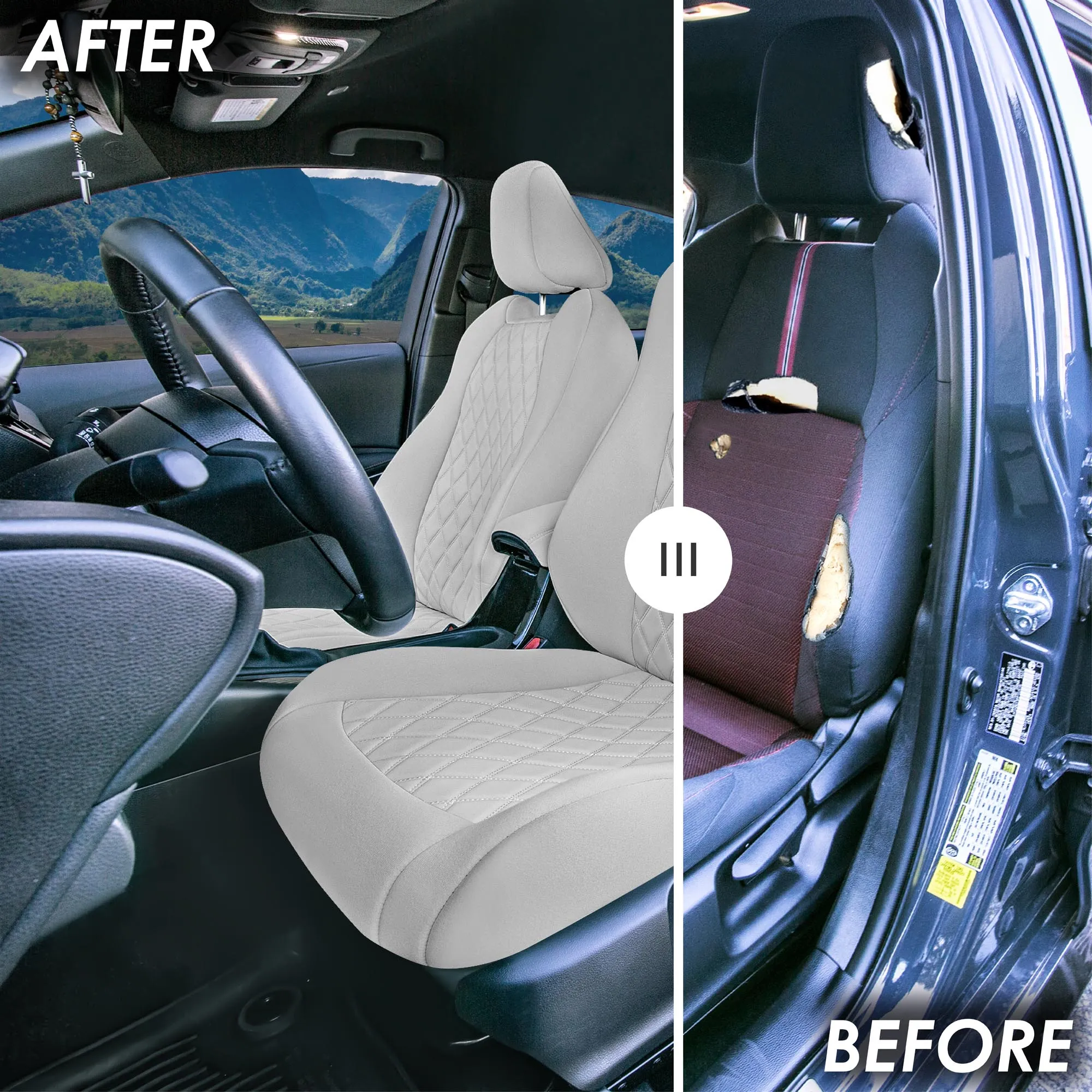 Toyota Corolla - 2020-2024 - Front Set Seat Covers - Solid Gray Ultraflex Neoprene