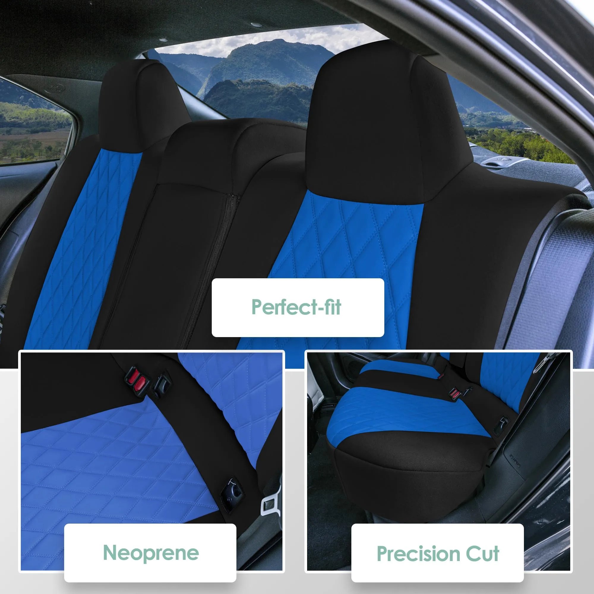 Toyota Corolla - 2020-2024 - Rear Set Seat Covers - Blue Ultraflex Neoprene