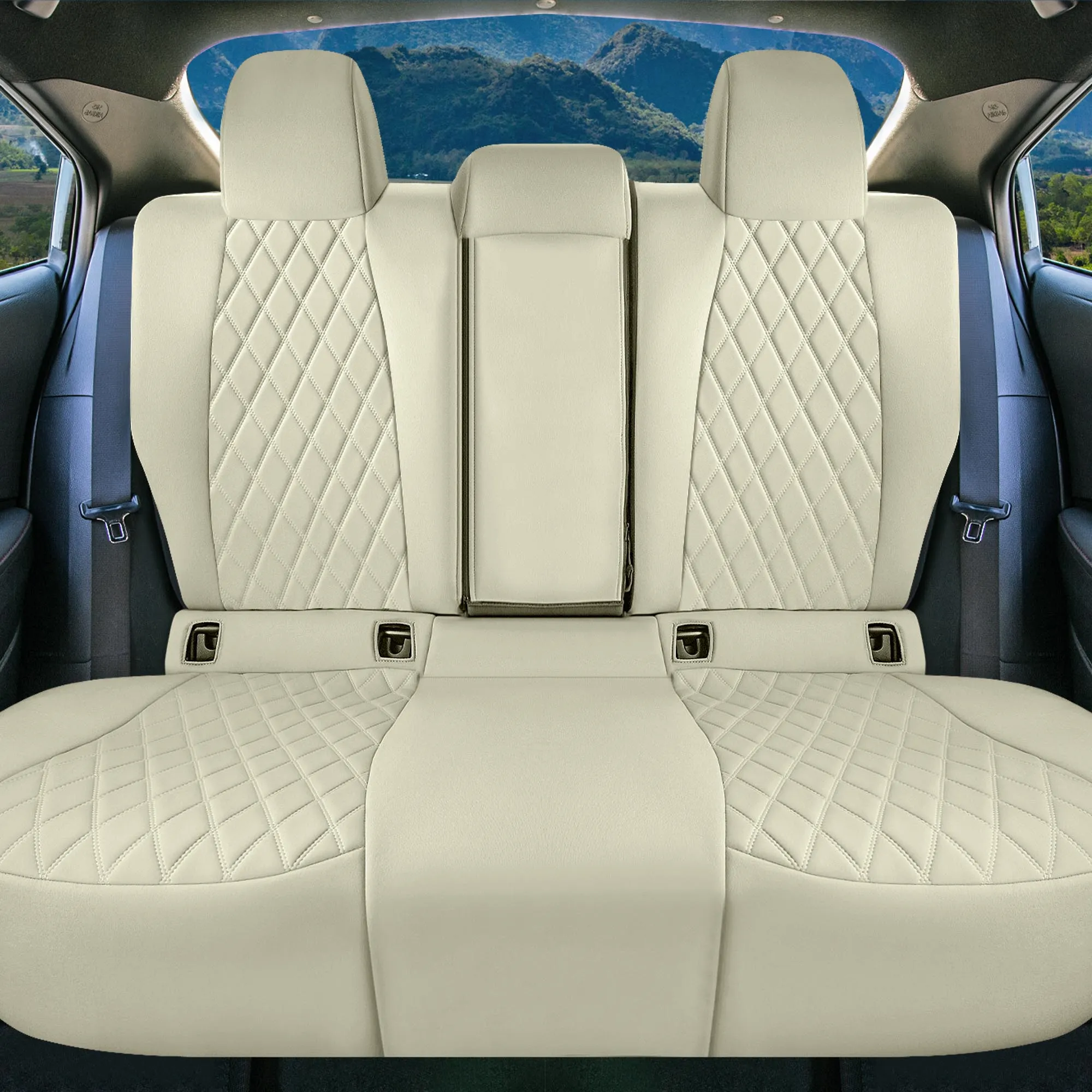 Toyota Corolla - 2020-2024 - Rear Set Seat Covers - Solid Beige Ultraflex Neoprene
