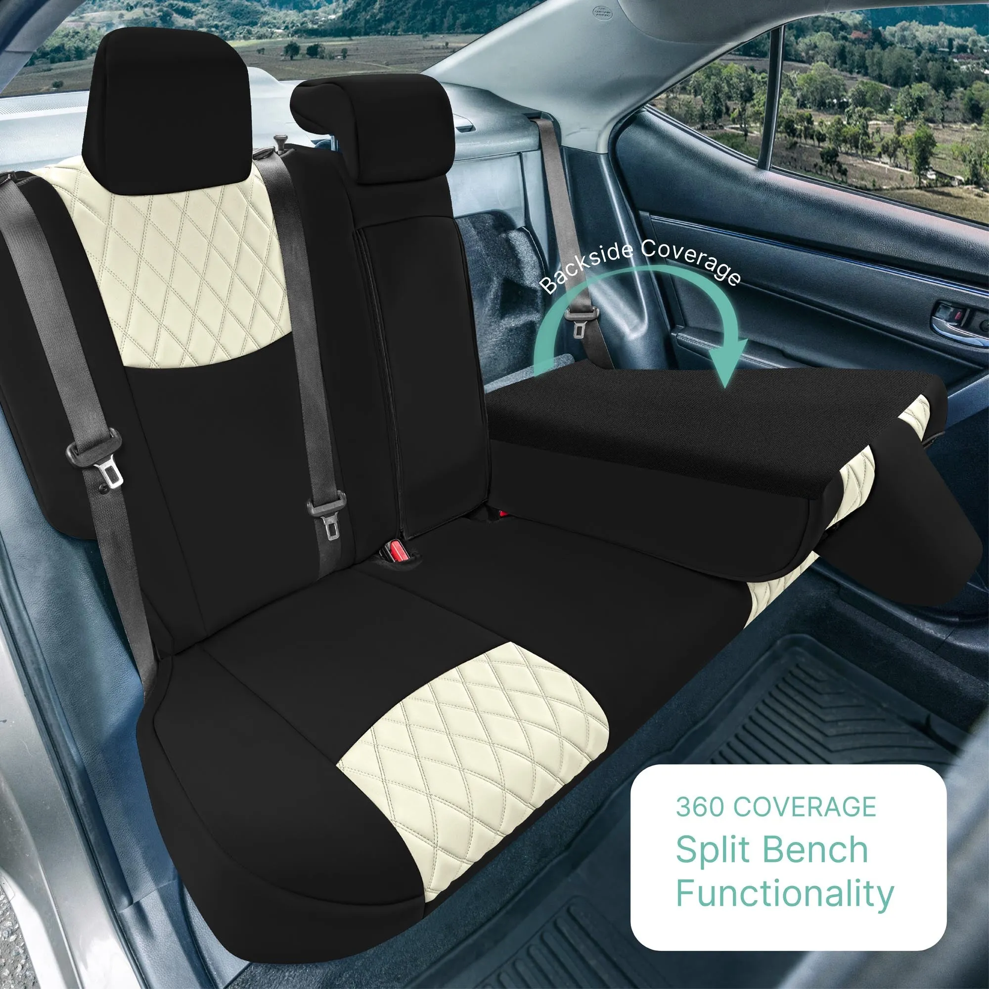 Toyota Corolla S | SE | LE 2014-2019 - Rear Set Seat Covers - Beige Ultraflex Neoprene