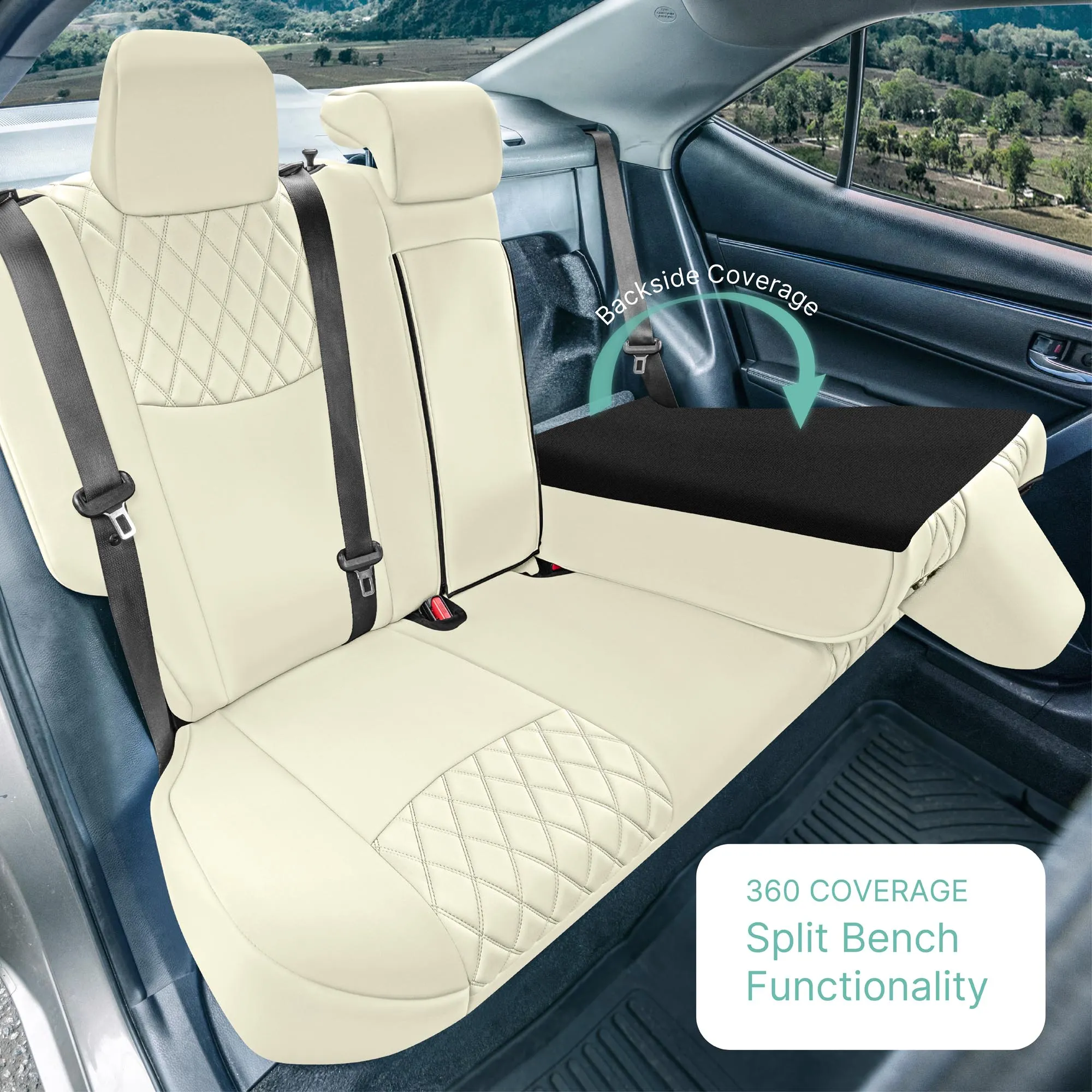 Toyota Corolla S | SE | LE 2014-2019 - Rear Set Seat Covers - Solid Beige Ultraflex Neoprene