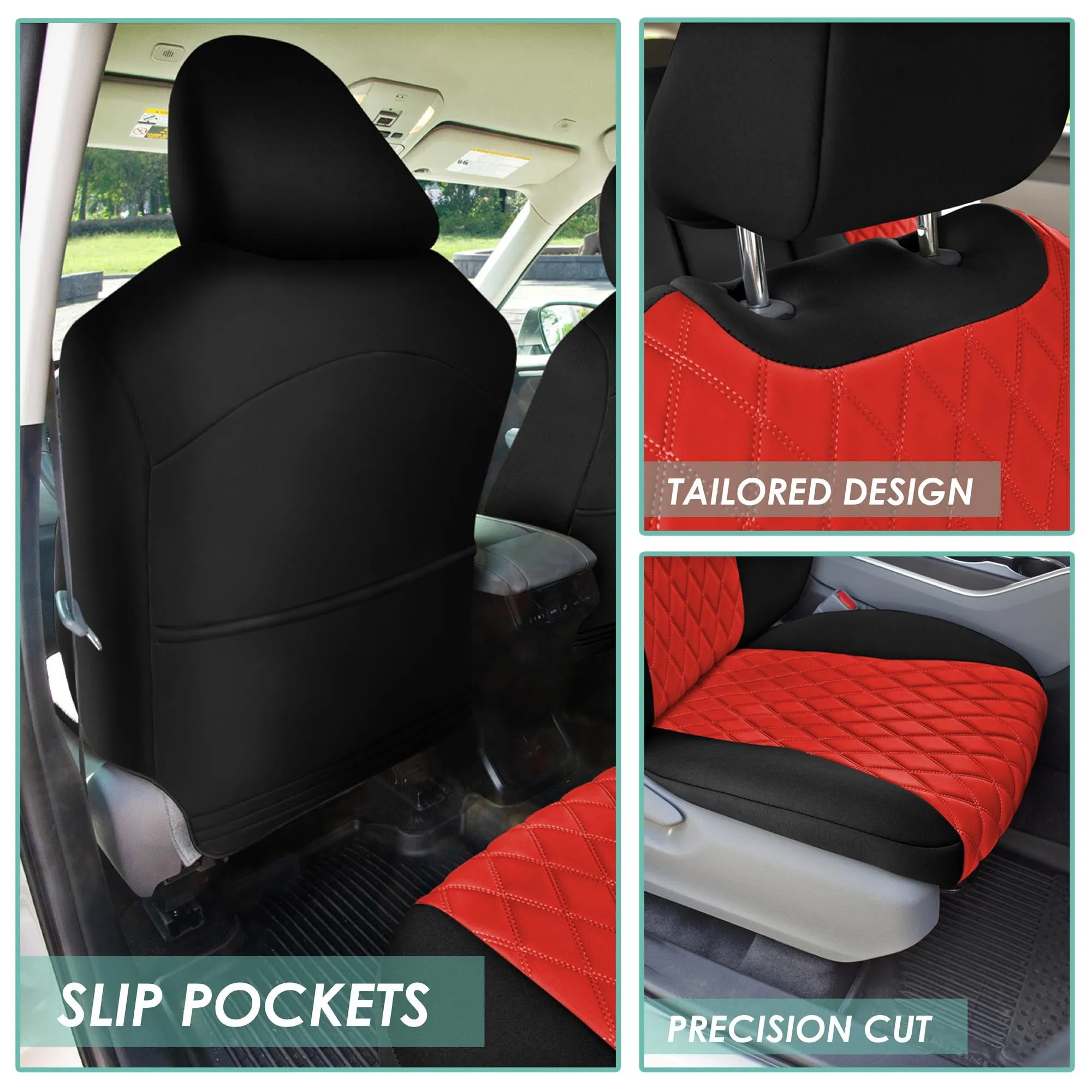 Toyota Highlander - 2020 - 2024  - Front Set Seat Covers - Red Ultraflex Neoprene
