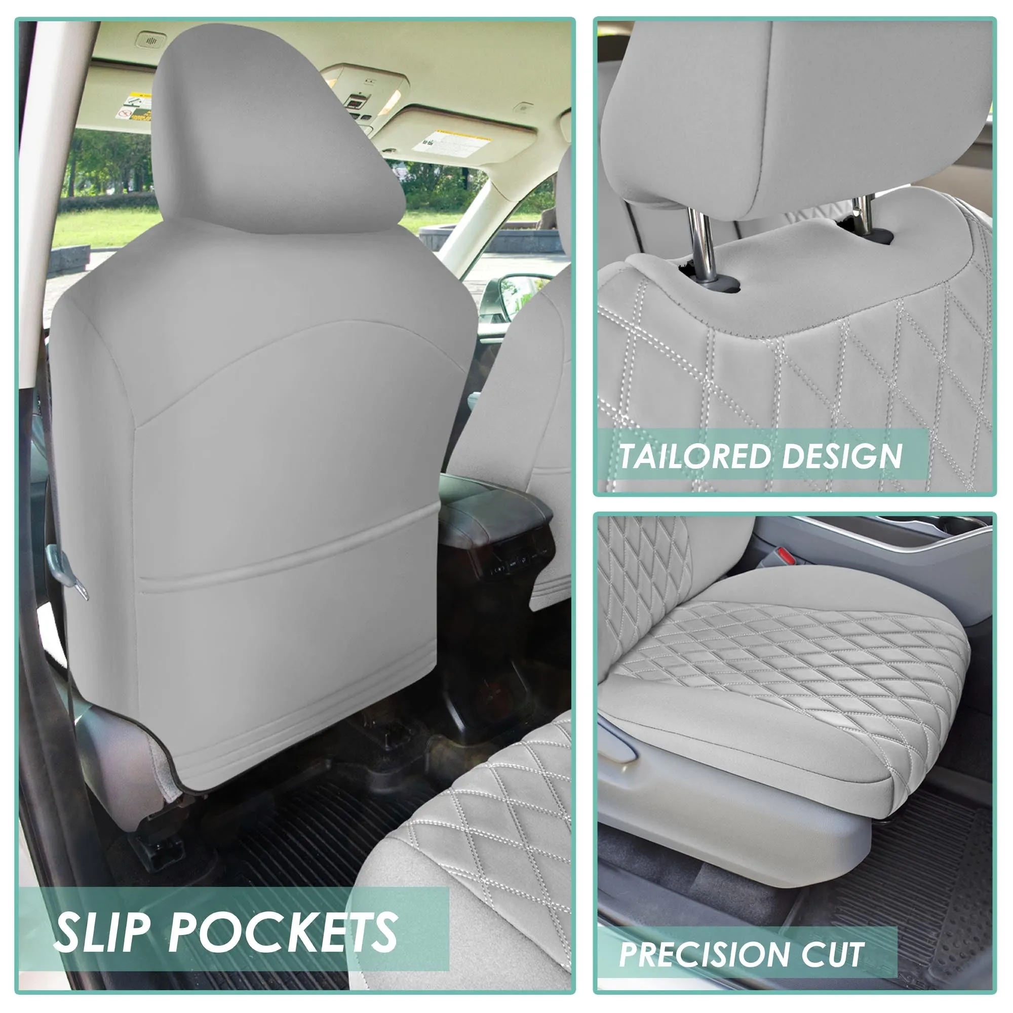 Toyota Highlander - 2020 - 2024  - Front Set Seat Covers - Solid Gray
