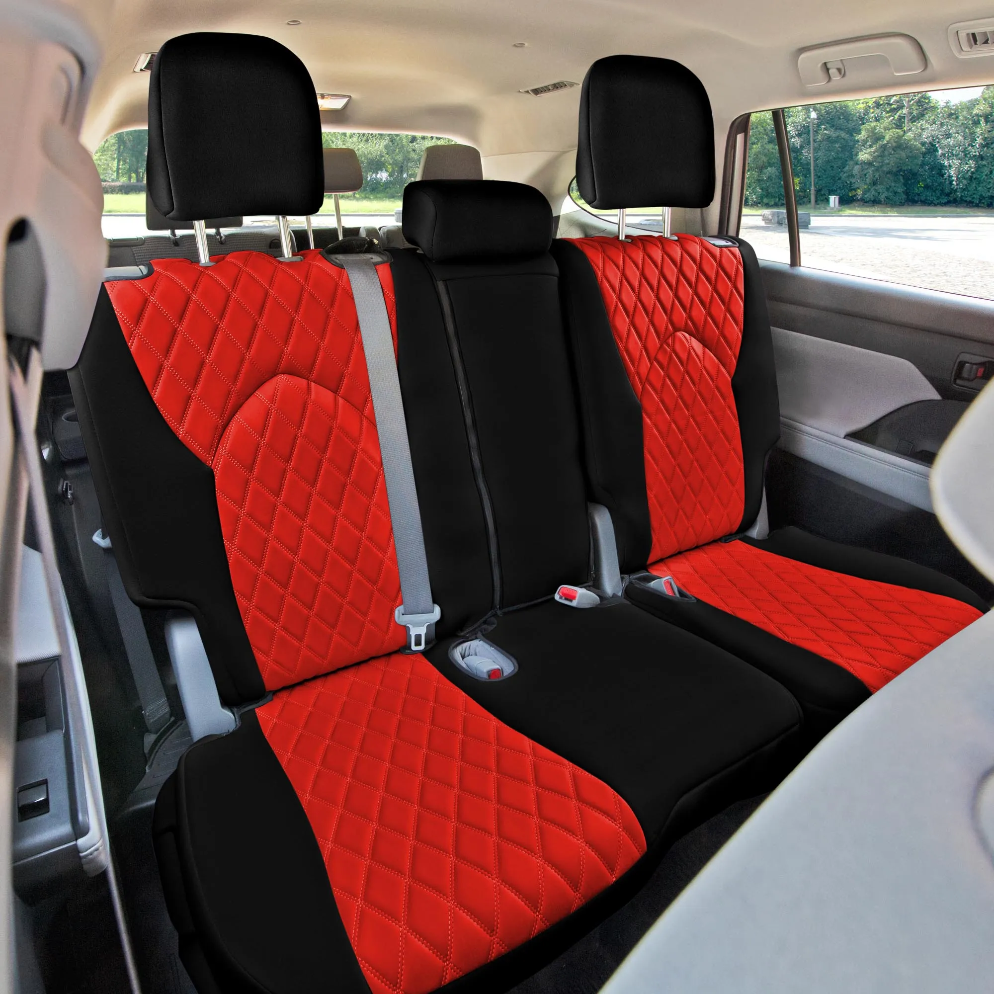 Toyota Highlander - 2020 - 2024  - Full Set Seat Covers - Red Ultraflex Neoprene