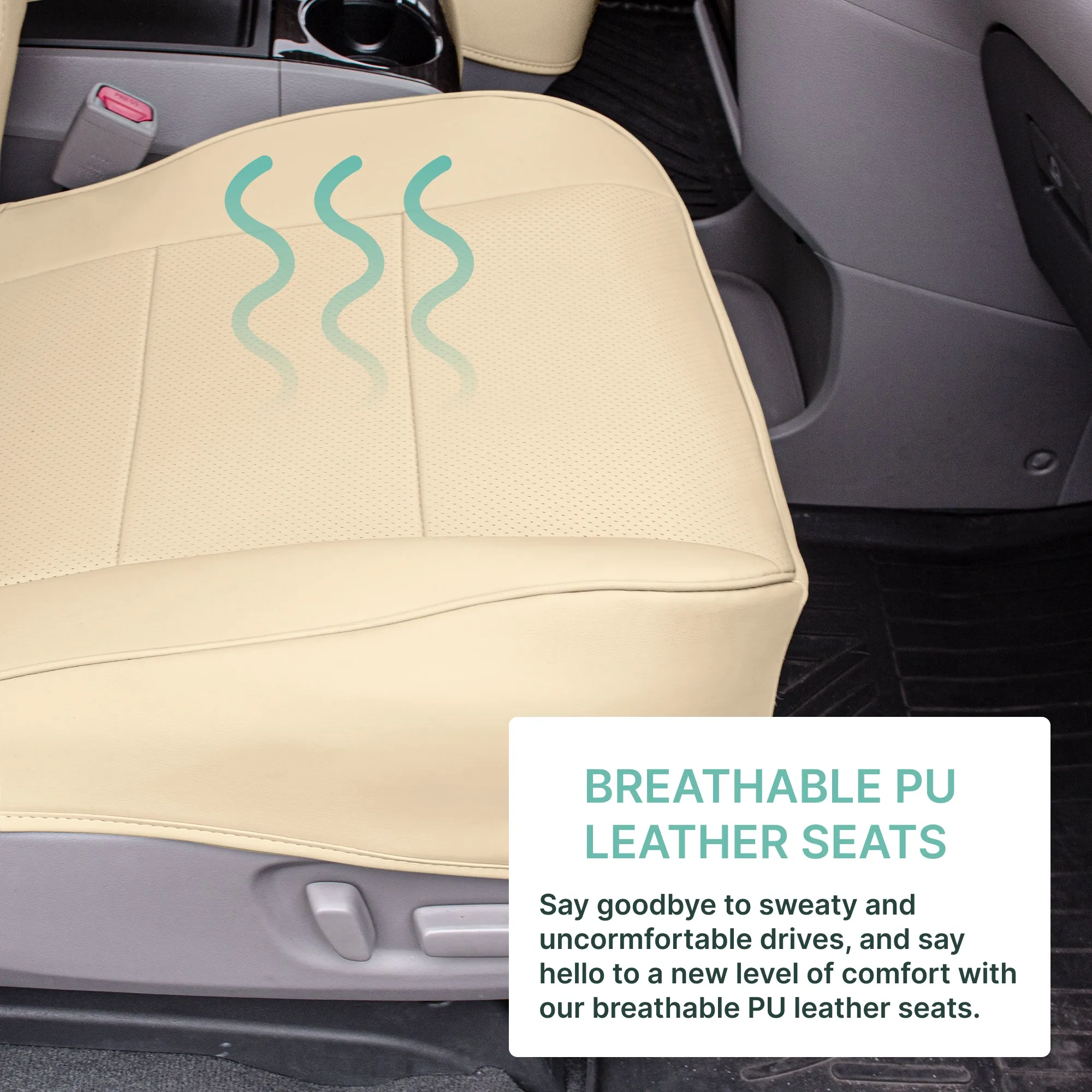 Toyota Sienna 2011 - 2020 - Front Set Seat Covers - Solid Beige Faux Leather