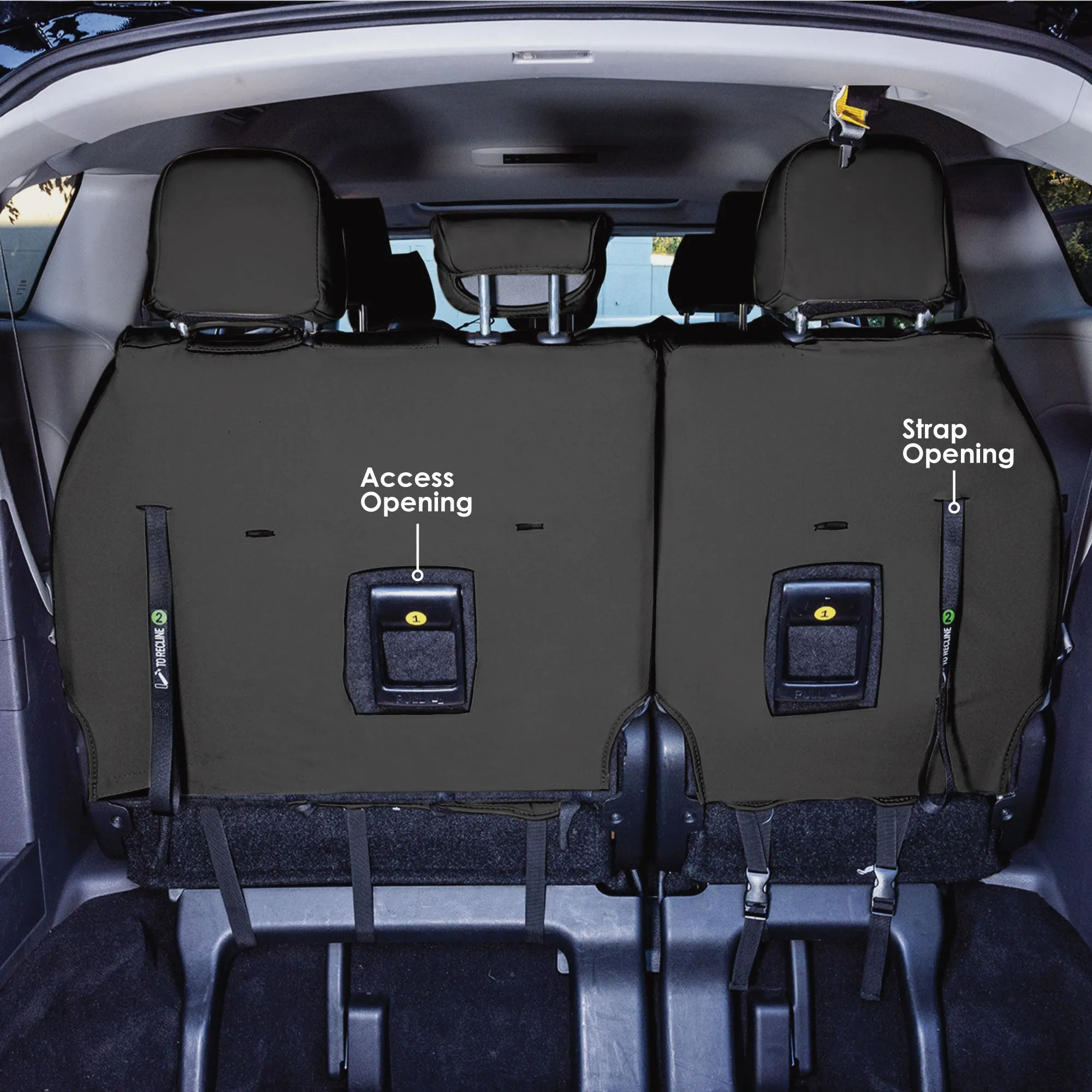 Toyota Sienna 2021 - 2024 - 3rd Row Set Seat Covers - Black Faux Leather